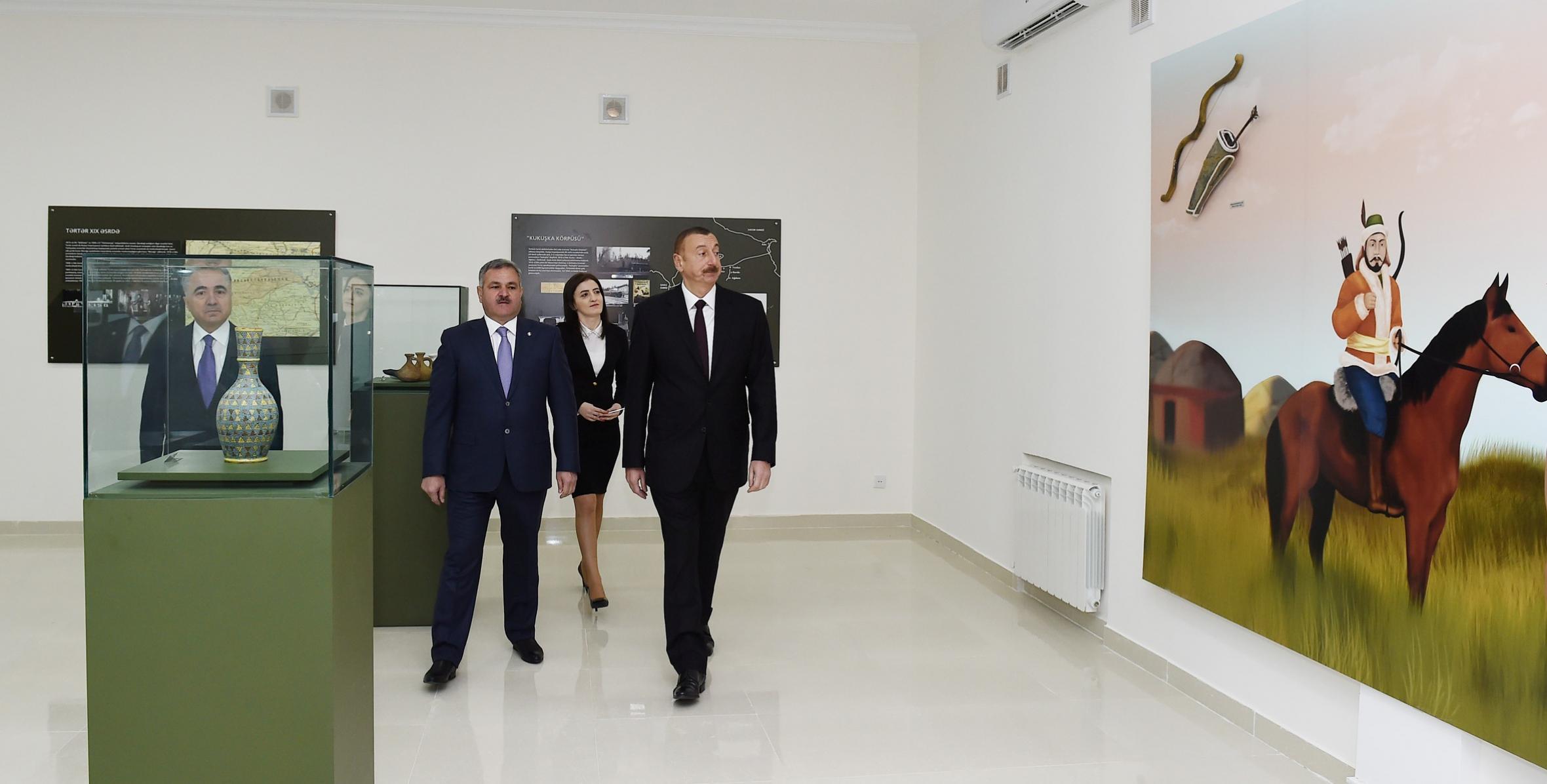 Ильхам Алиев принял участие в открытии нового здания, построенного для Тертерского историко-краеведческого музея