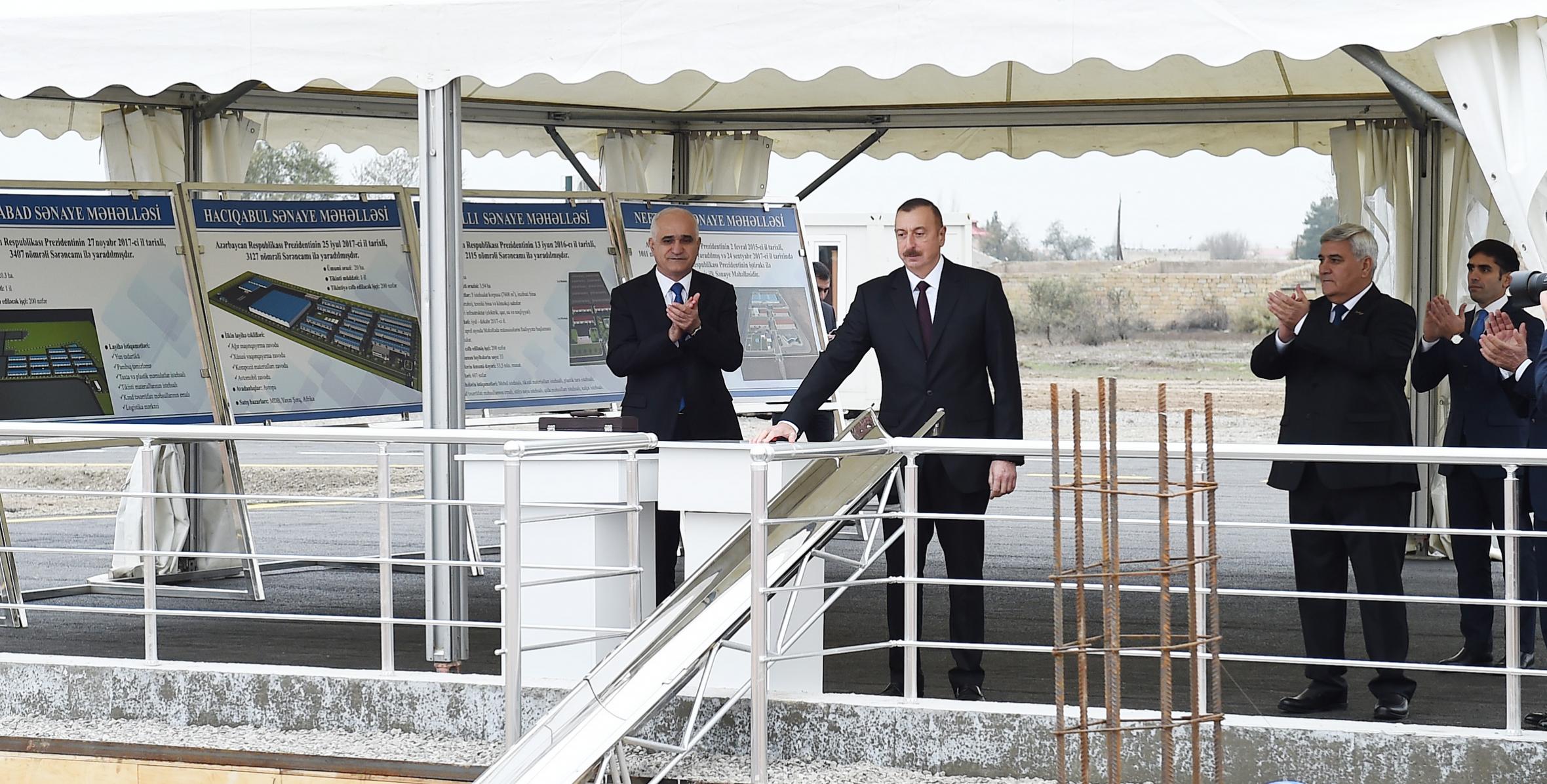 Ilham Aliyev laid foundation stone for Sabirabad Industrial Hub
