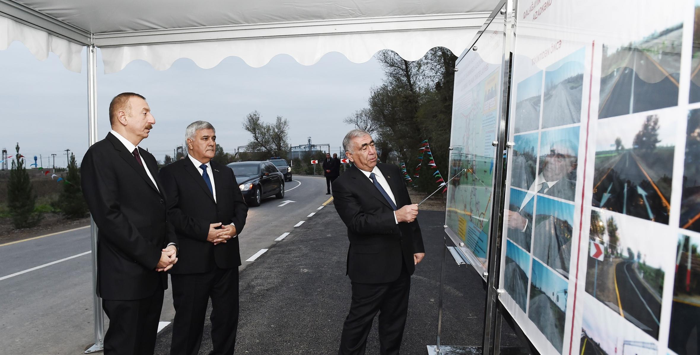 İlham Əliyev Sabirabadda Qalağayın-Muğan Gəncəli avtomobil yolunun açılışında iştirak edib