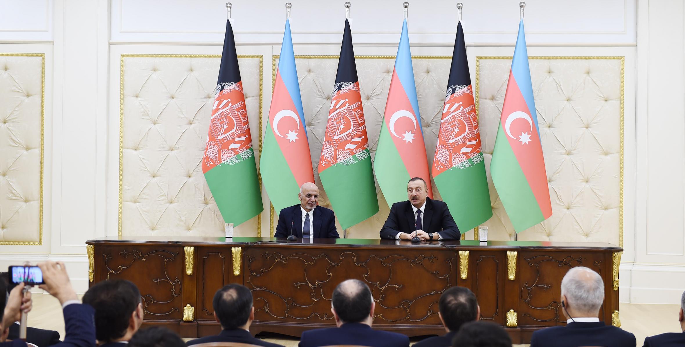 Azerbaijani, Afghan presidents made press statements