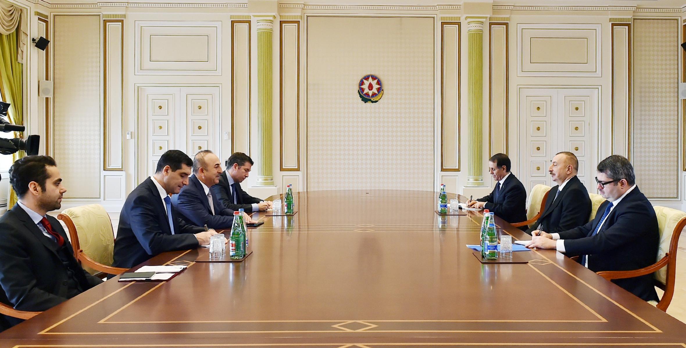 Ilham Aliyev received delegation led by Turkish foreign minister