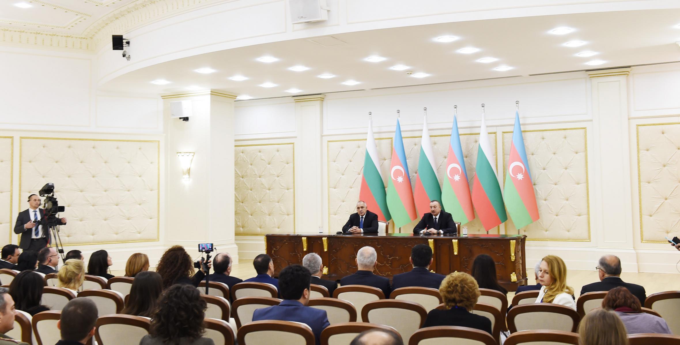 Ilham Aliyev and Bulgarian Prime Minister Boyko Borisov made press statements