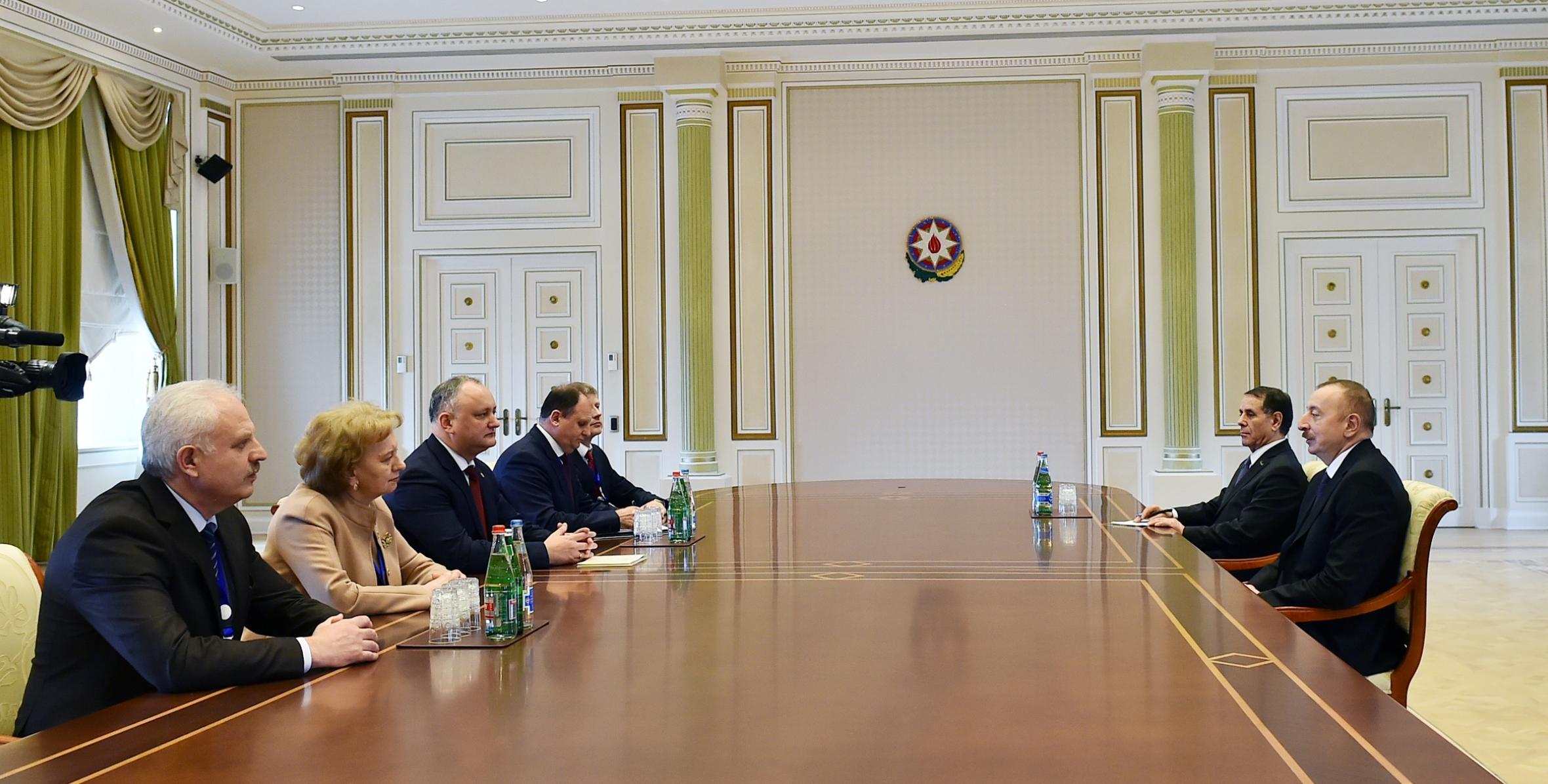 Ilham Aliyev received delegation led by President of Moldova Igor Dodon