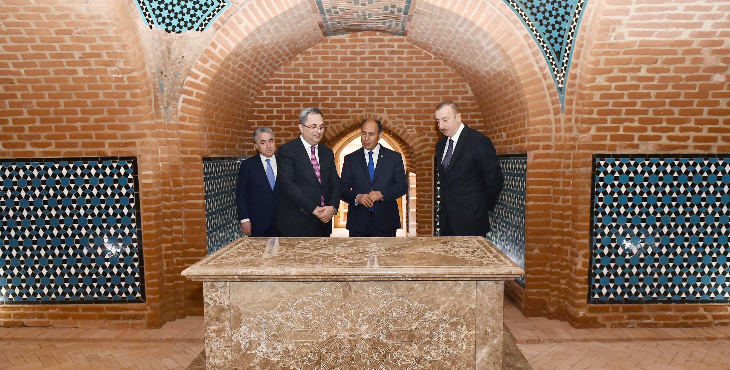 Ilham Aliyev viewed newly-reconstructed Barda Mausoleum and Torpaggala Complex