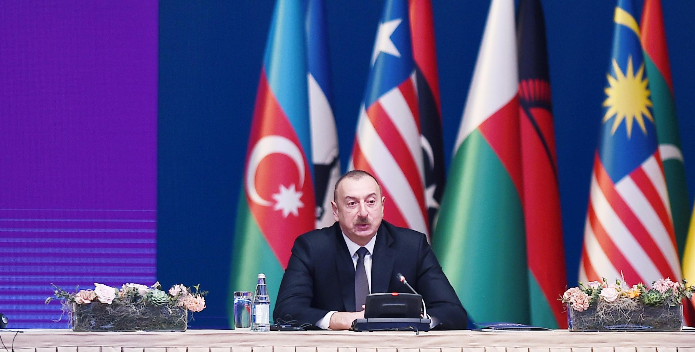 Речь Ильхама Алиева на открытии конференции министров Движения неприсоединения