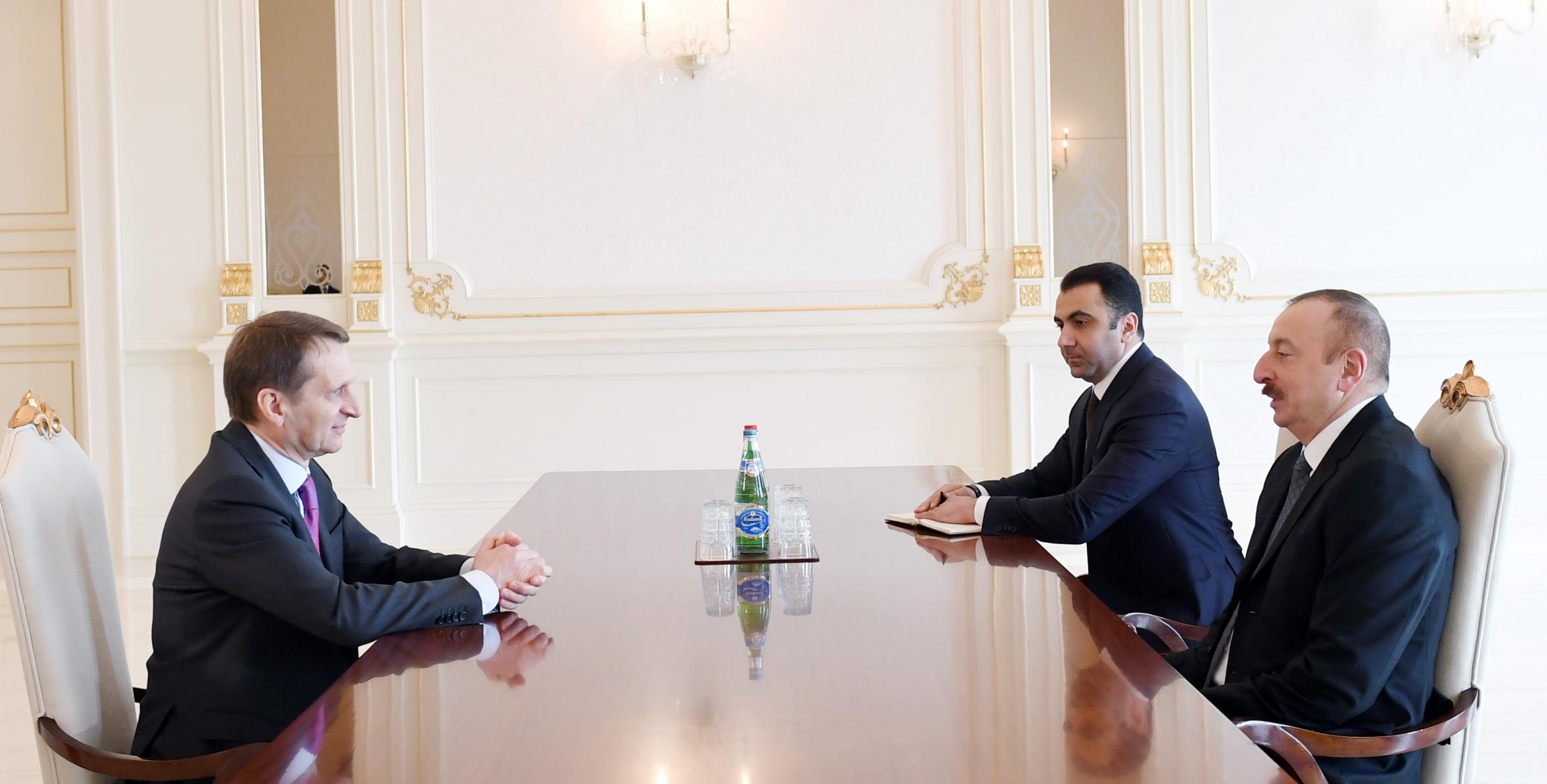 Ильхам Алиев принял директора Службы внешней разведки России