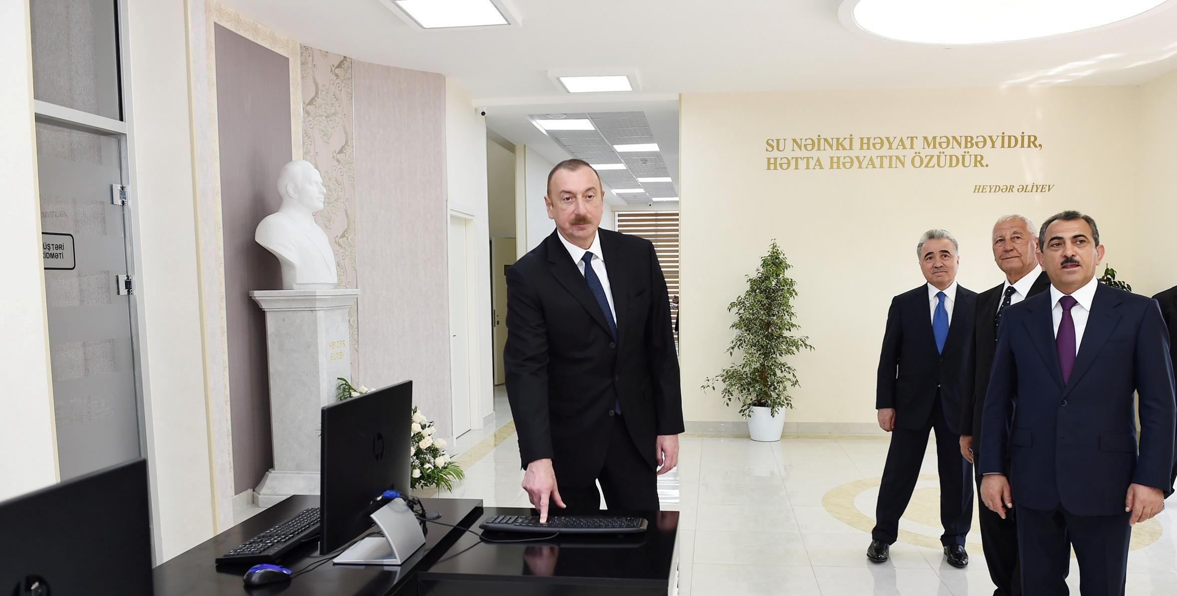 Ilham Aliyev attended ceremony to launch drinking water supply in Khacmaz city