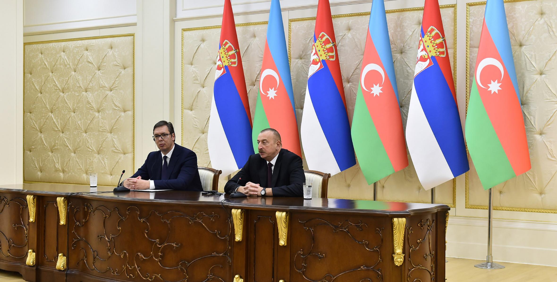 Azerbaijani, Serbian presidents made press statements