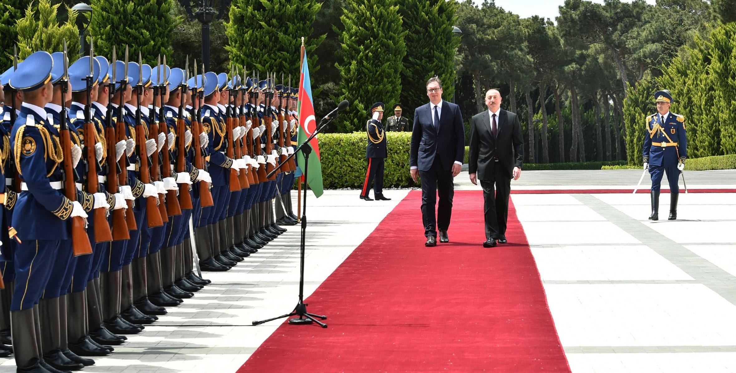 Serbiya Prezidenti Aleksandr Vuçiçin rəsmi qarşılanma mərasimi olub