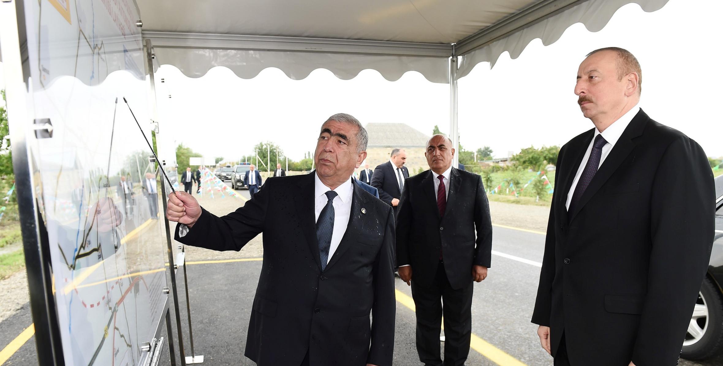 Ilham Aliyev inaugurated newly built Dalimammadli-Gushchular-Fakhrali-Gurbanzade-Alpout highway