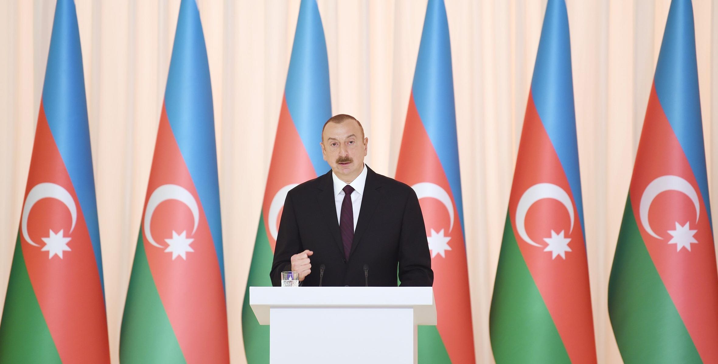 Речь Ильхама Алиева на официальном приеме по случаю 100-летнего юбилея Азербайджанской Демократической Республики