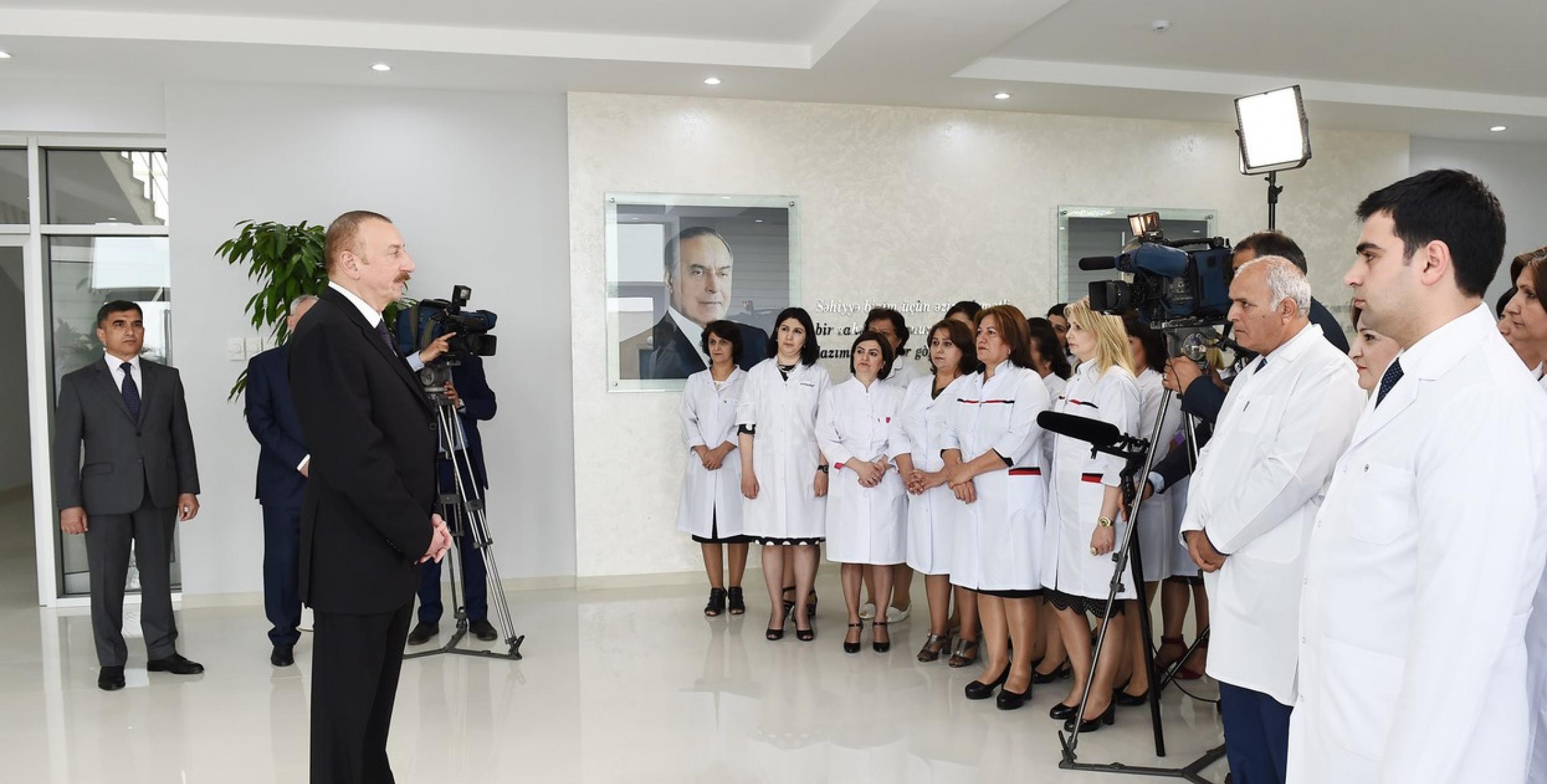 Речь Ильхама Алиева на открытии Нафталанской городской центральной больницы