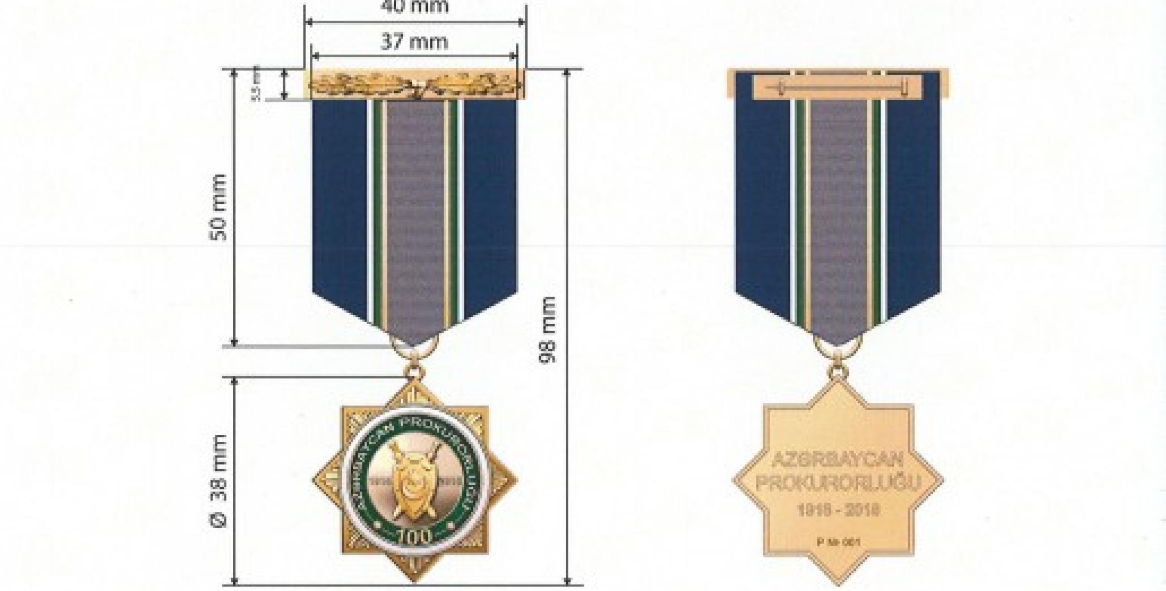 “Azərbaycan Prokurorluğunun 100 illiyi (1918–2018)” Azərbaycan Respublikasının yubiley medalının TƏSVİRİ