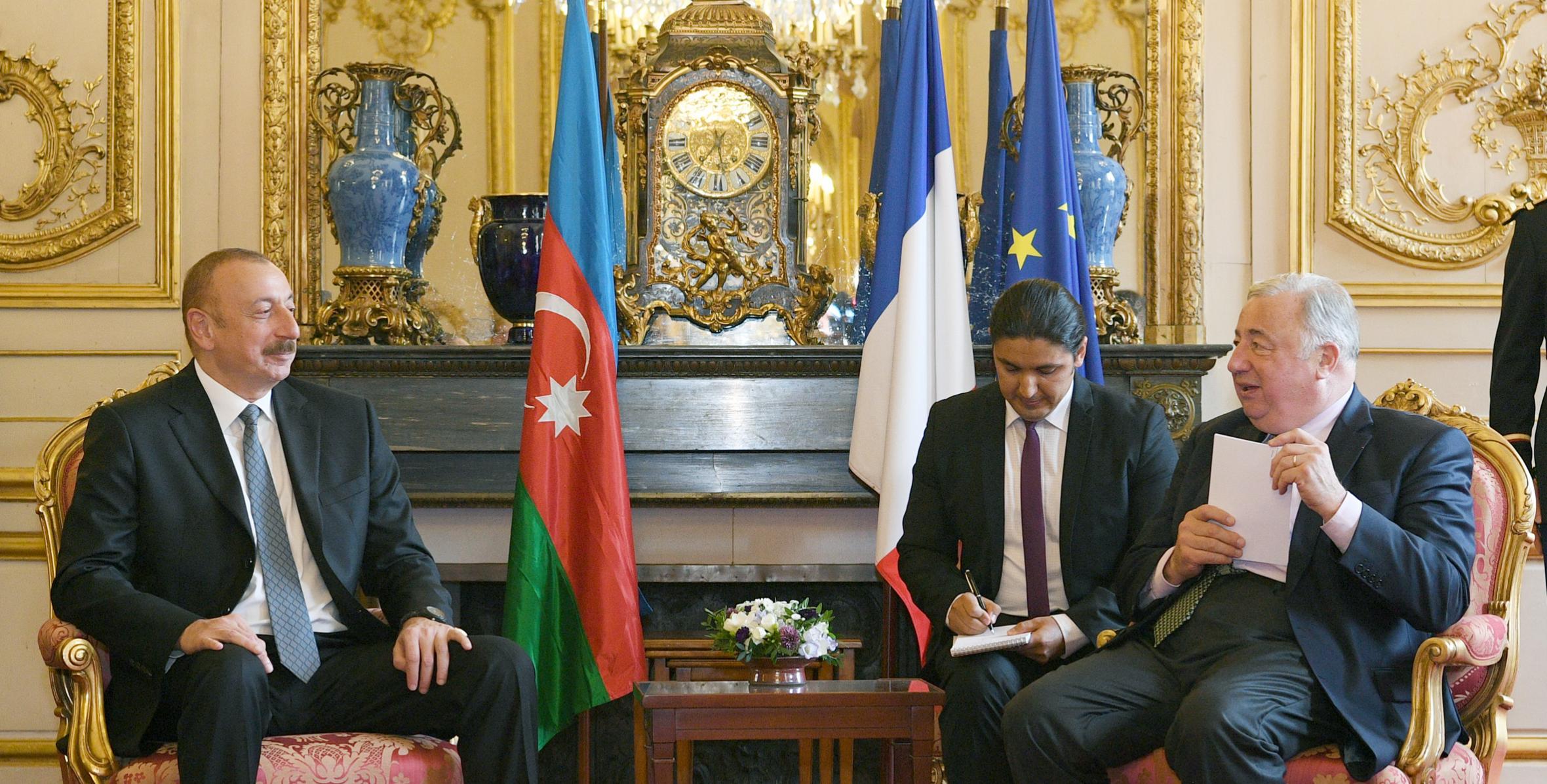 İlham Əliyev Fransa Senatının sədri Jerar Larşe ilə görüşüb