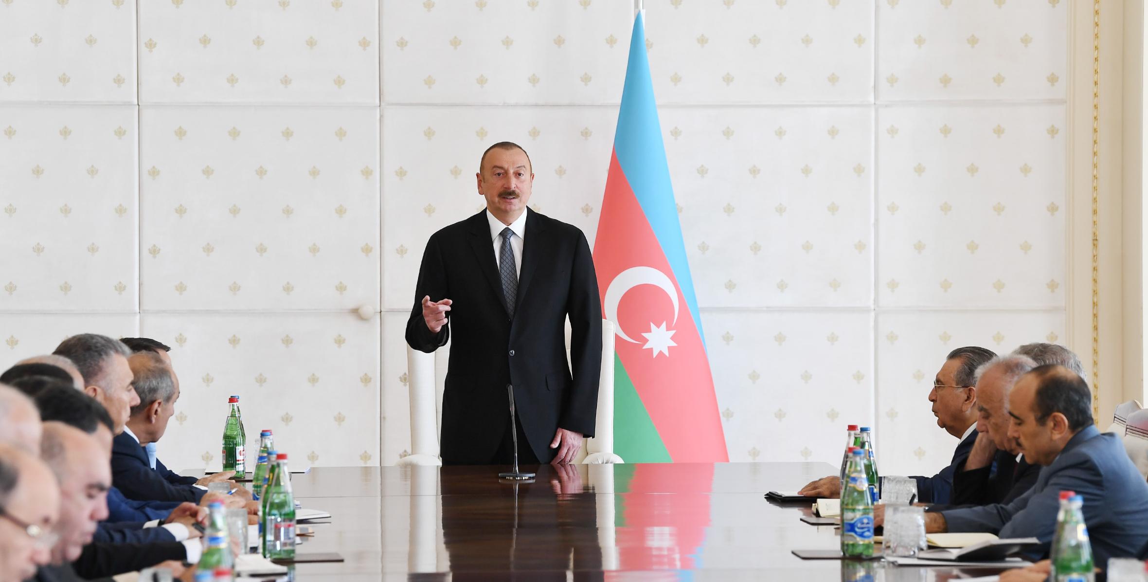 Opening speech by Ilham Aliyev at the Cabinet of Ministers dedicated to results of socio-economic development in first half of 2018 and future objectives