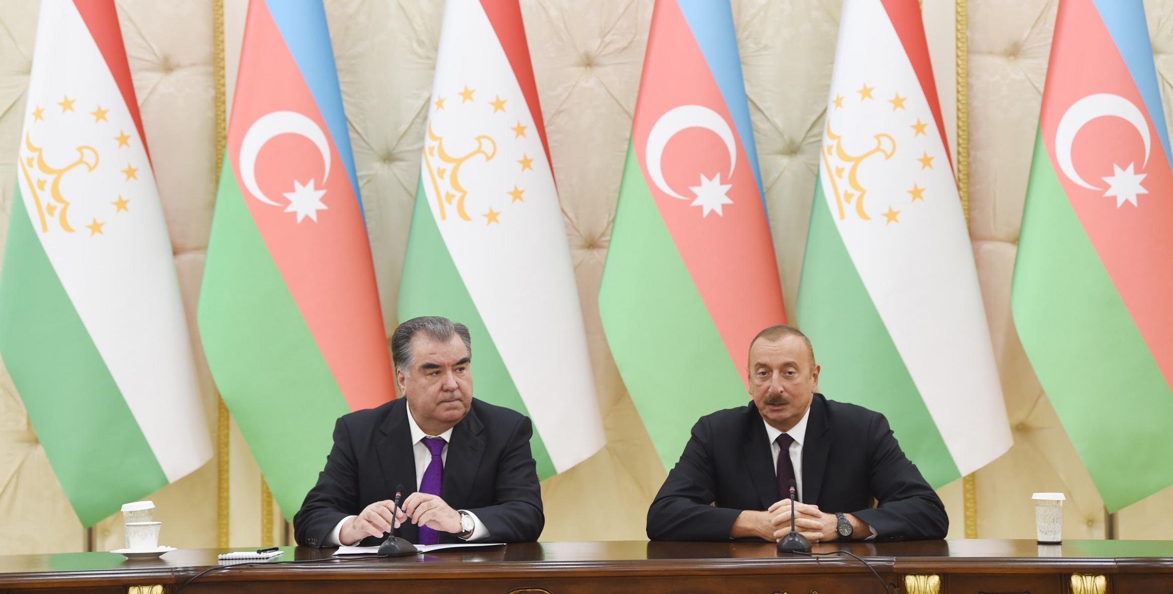 Azerbaijani, Tajik presidents made press statements
