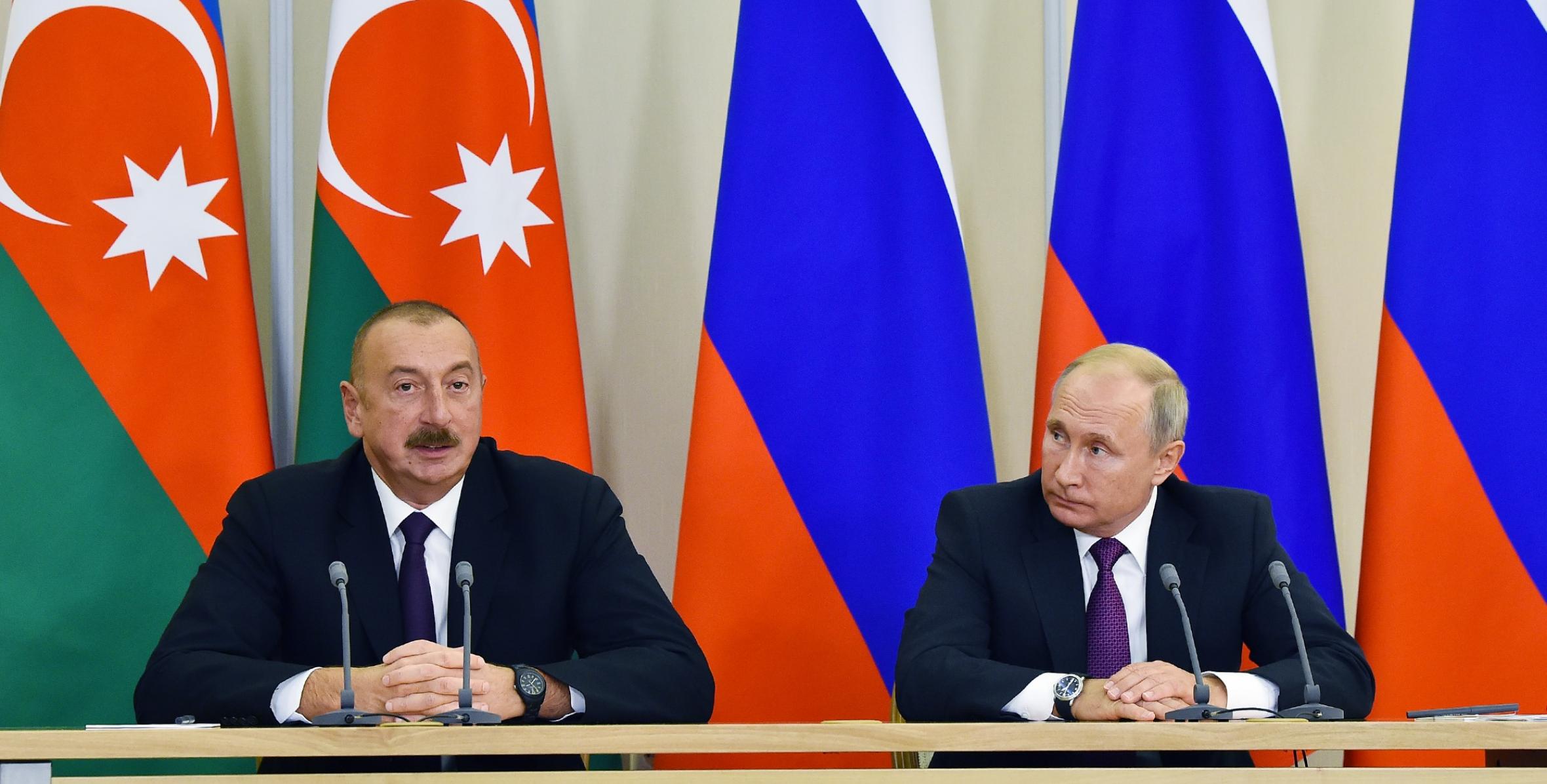 Президенты Азербайджана и России выступили с заявлениями для печати