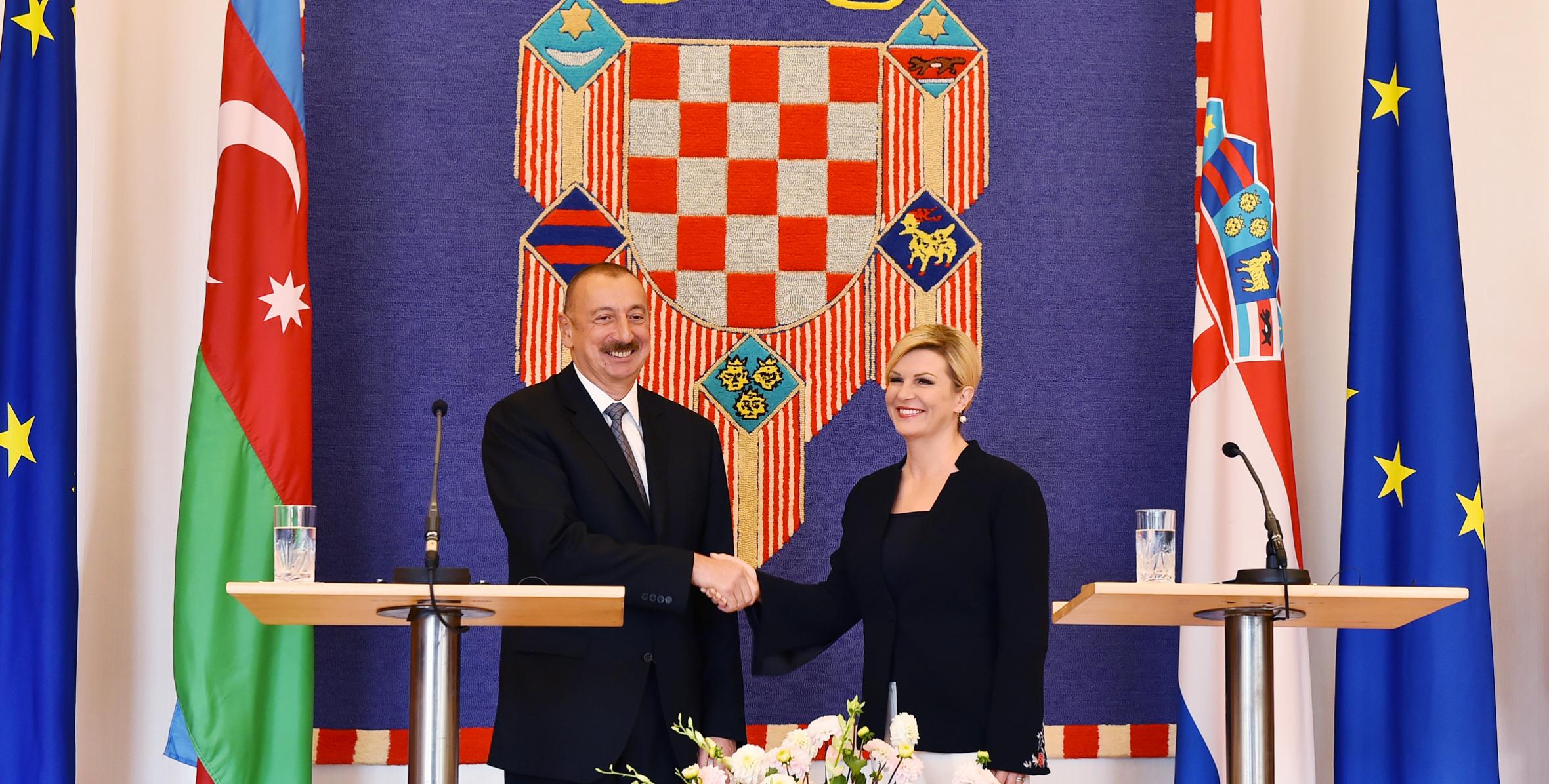 Azerbaijani and Croatian presidents made press statements