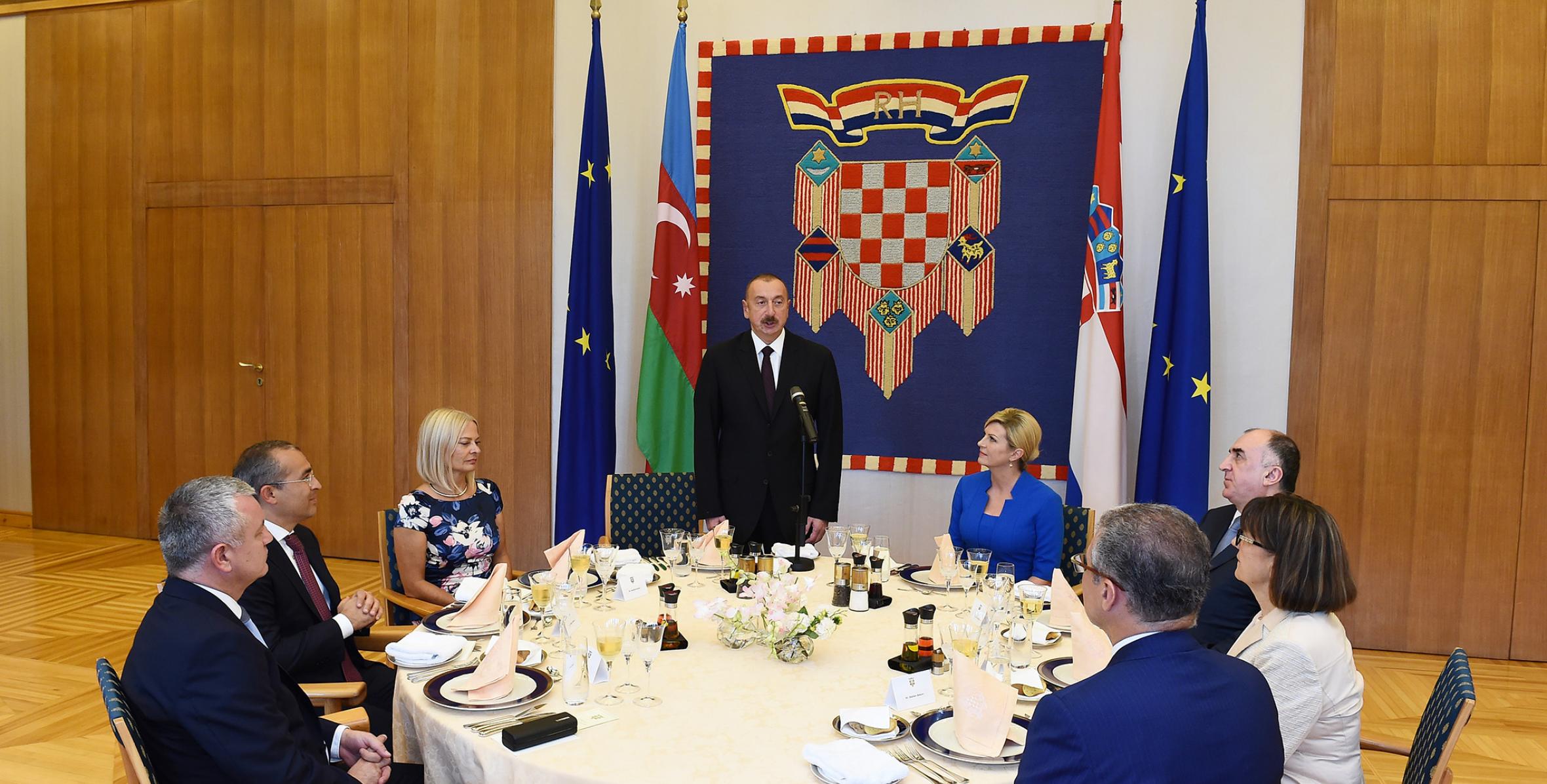 President of the Republic of Croatia Kolinda Grabar-Kitarovic has hosted an official reception in honor of President of the Republic of Azerbaijan Ilham Aliyev
