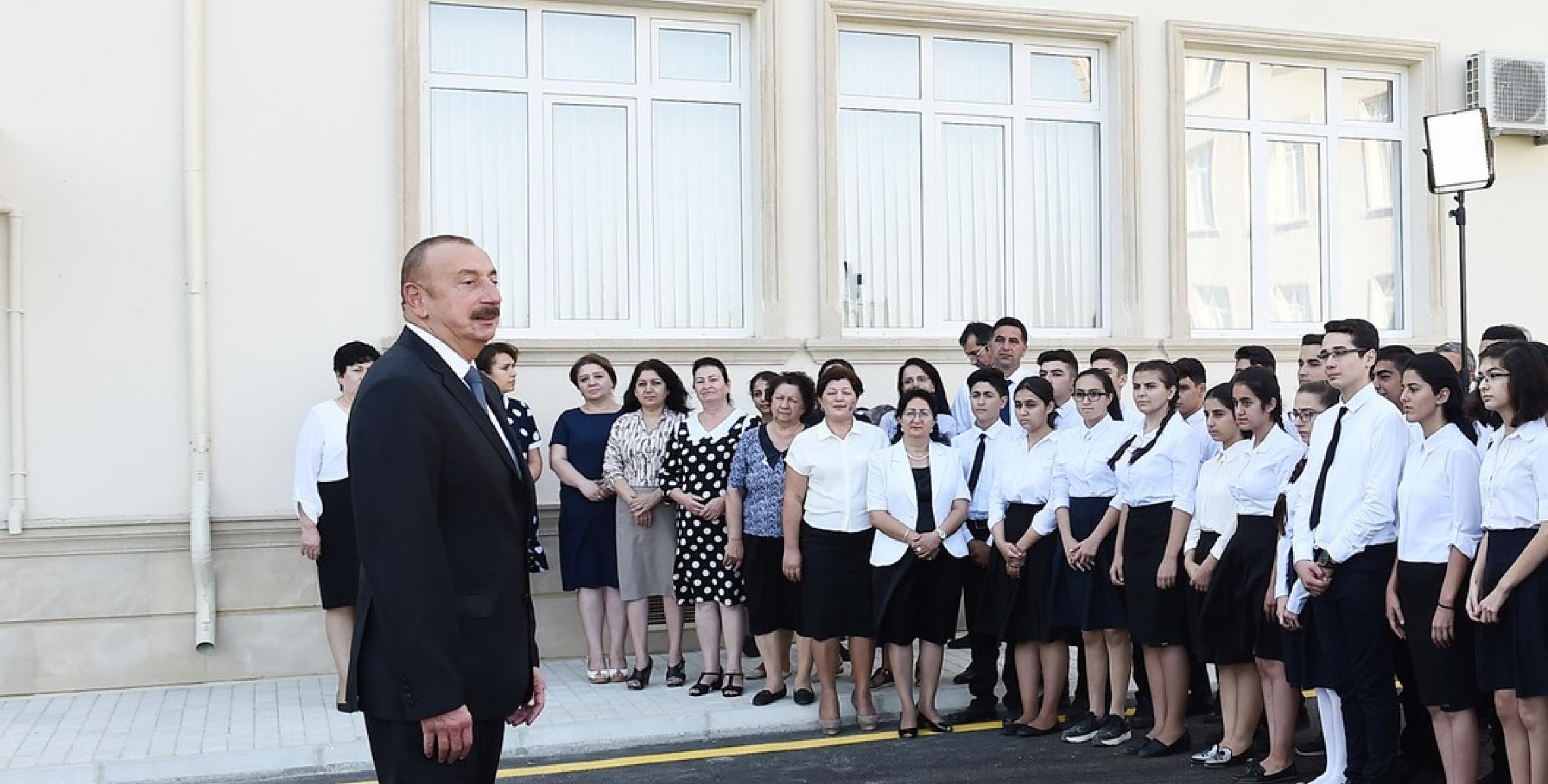 Speech by Ilham Aliyev at the secondary school No 28 in Mashtagha
