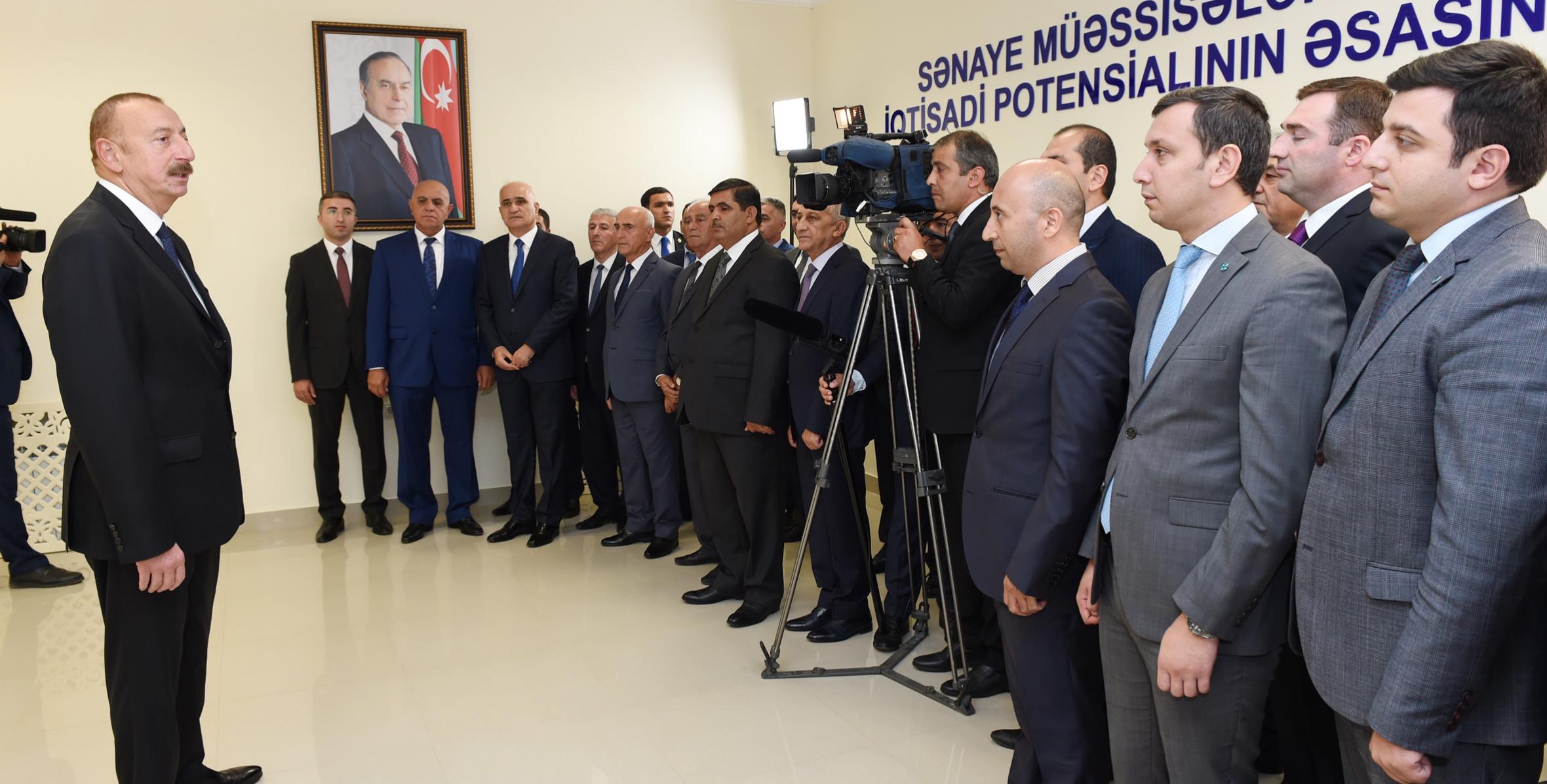 Speech by Ilham Aliyev at the opening of Masalli Industrial Park