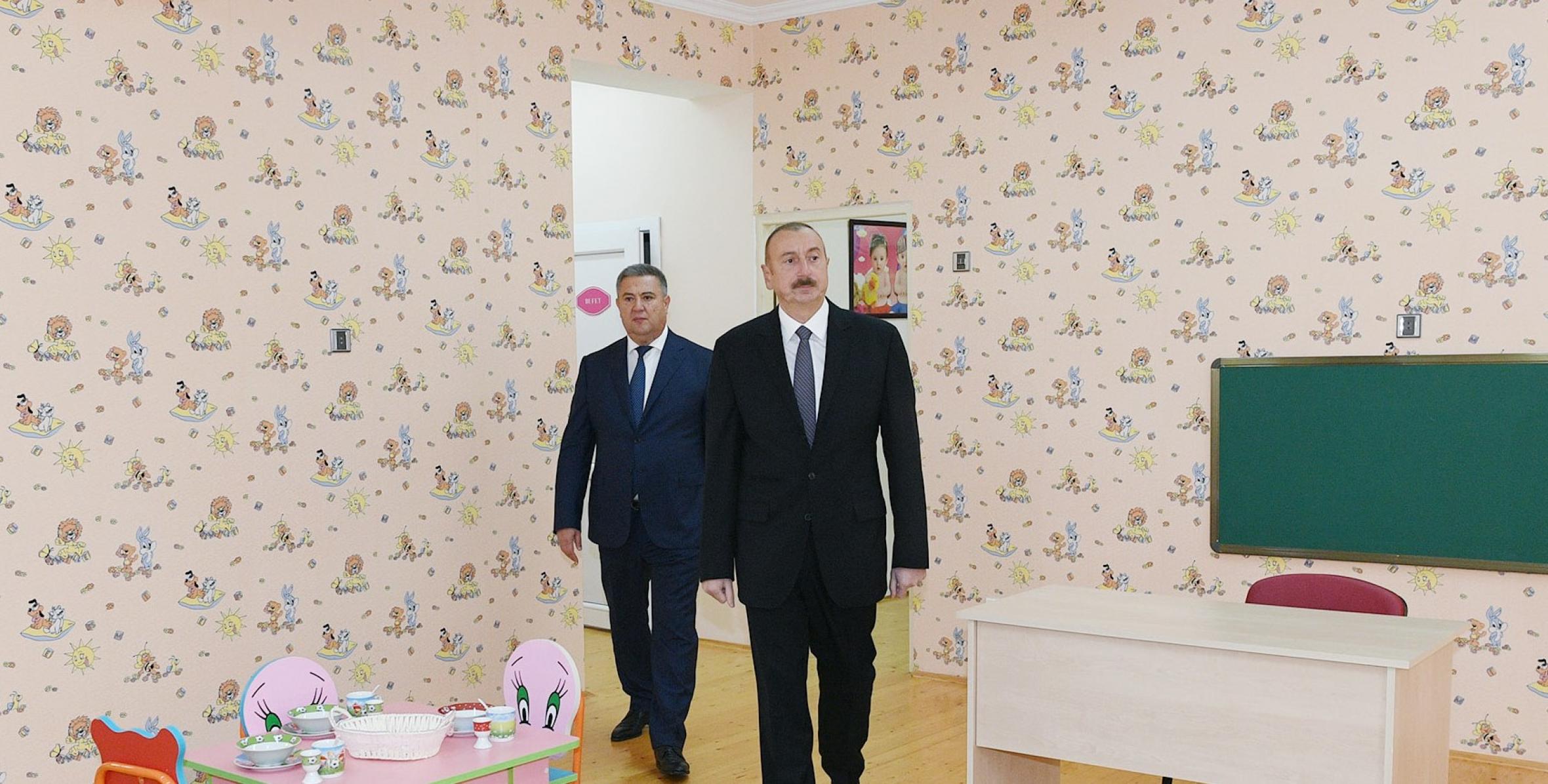Ильхам Алиев принял участие в открытии Лерикского городского яслей-детского сада номер 2