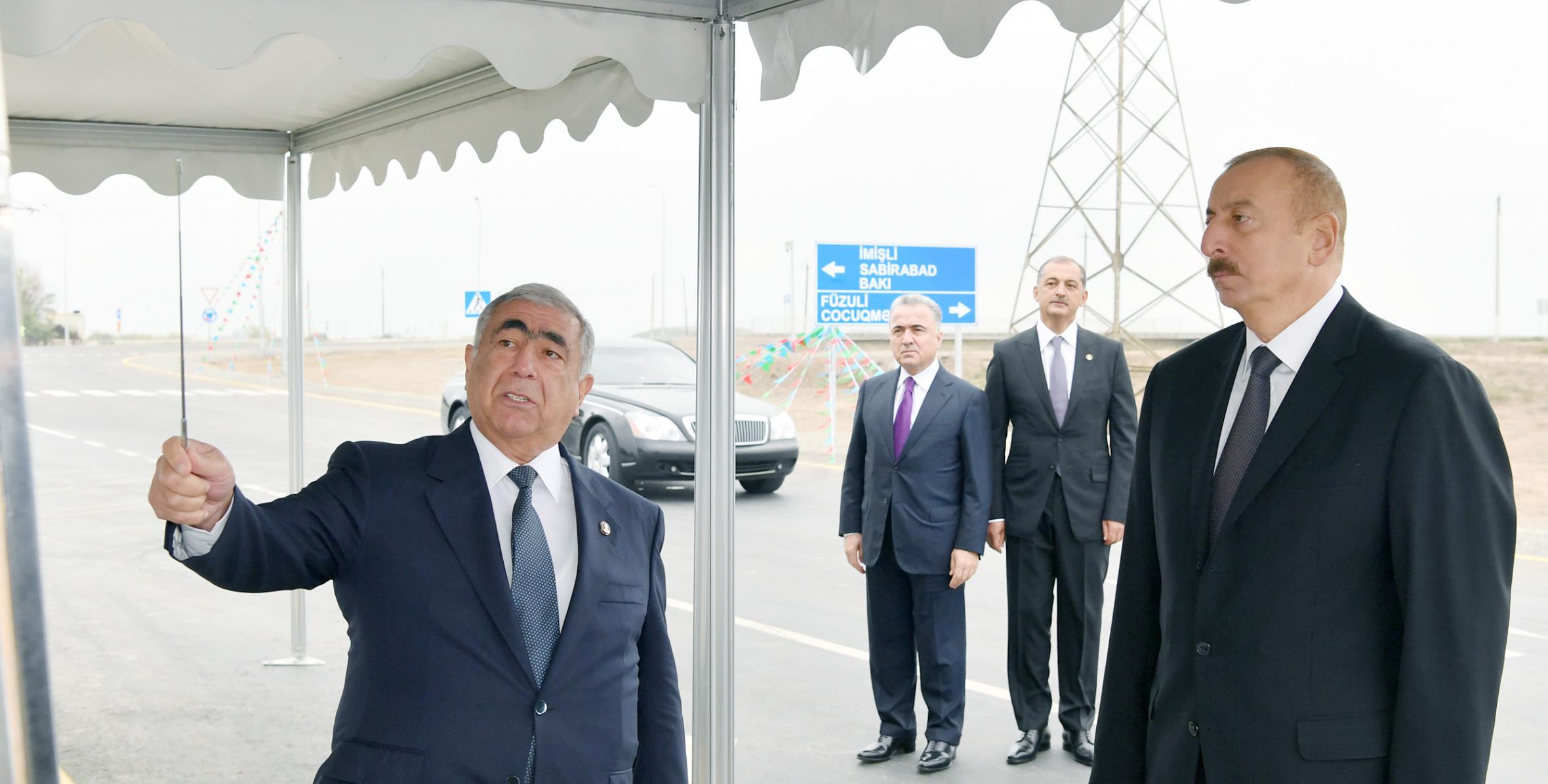 Ильхам Алиев принял участие в открытии 112-километровой части Гарагаджы-Бахрамтепе автомобильной дороги Мингячевир-Бахрамтепе