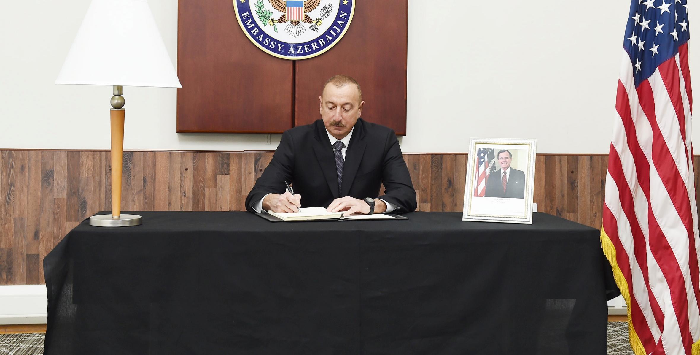 Ilham Aliyev visited US Embassy to offer condolences over death of 41st US President George Bush