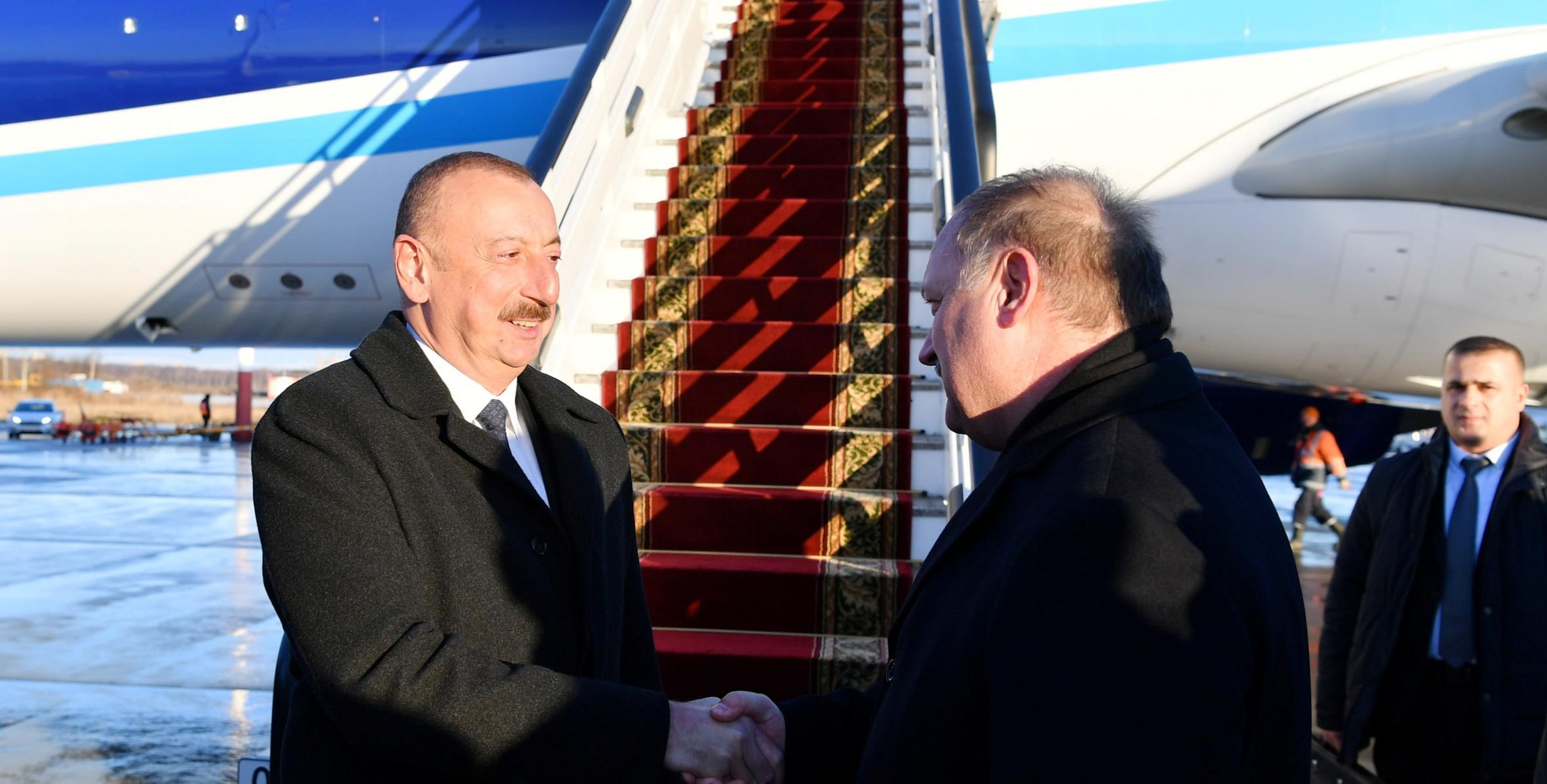 Ilham Aliyev arrived in Russia for working visit