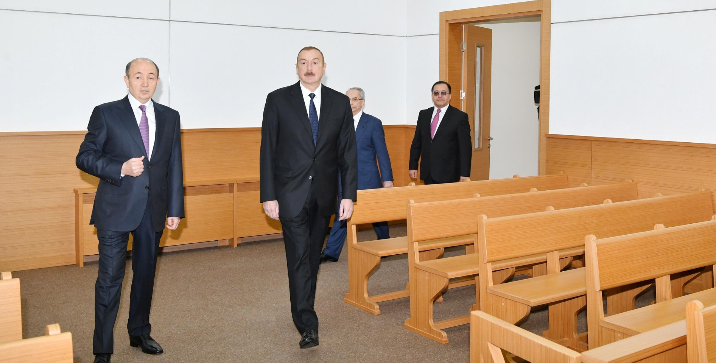 Ильхам Алиев принял участие в открытии нового административного здания Бинагадинского районного суда