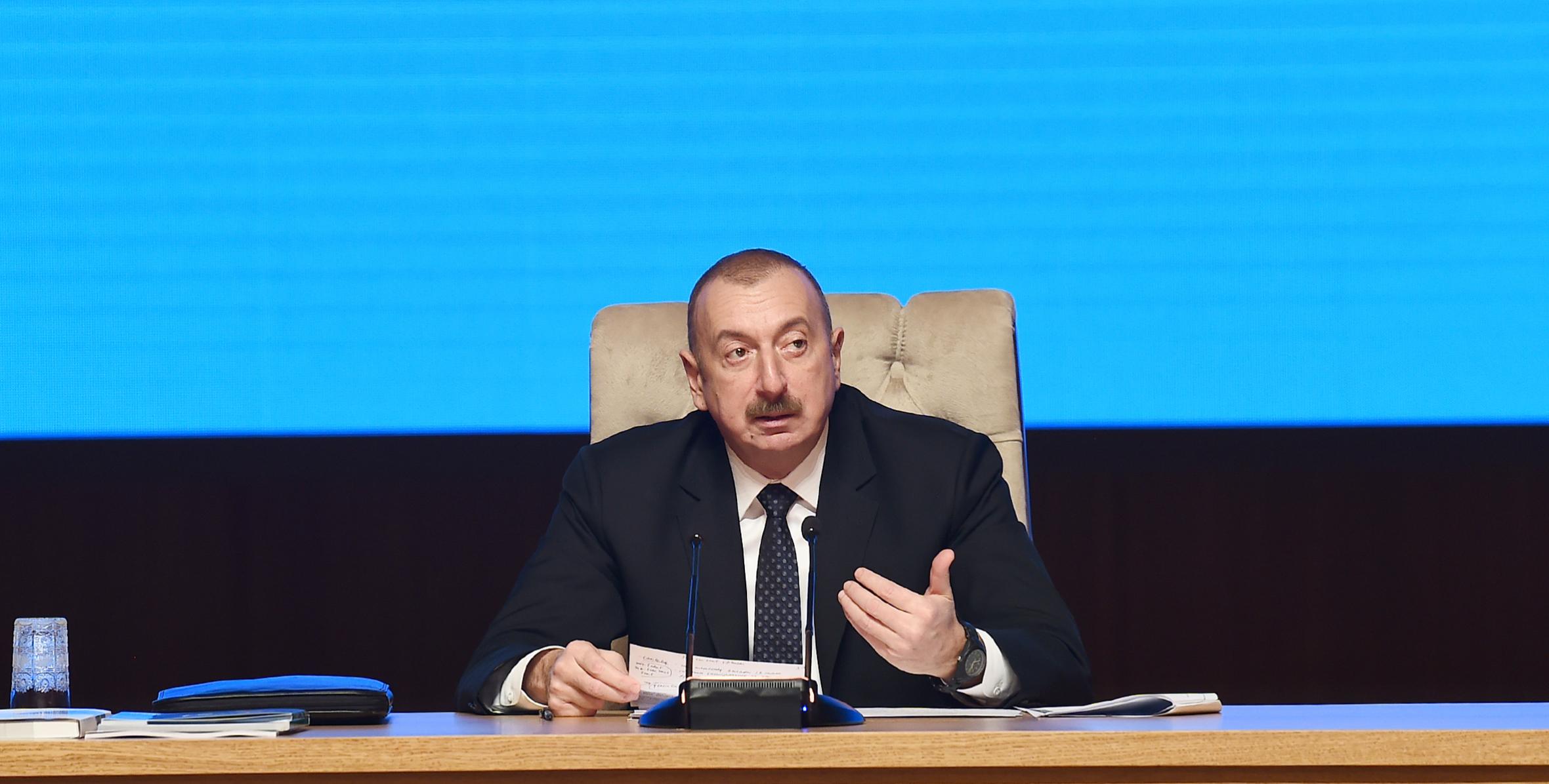 Заключительная речь Ильхама Алиева на конференции, посвященной итогам четвертого года реализации Государственной программы социально-экономического развития регионов в 2014-2018 годах