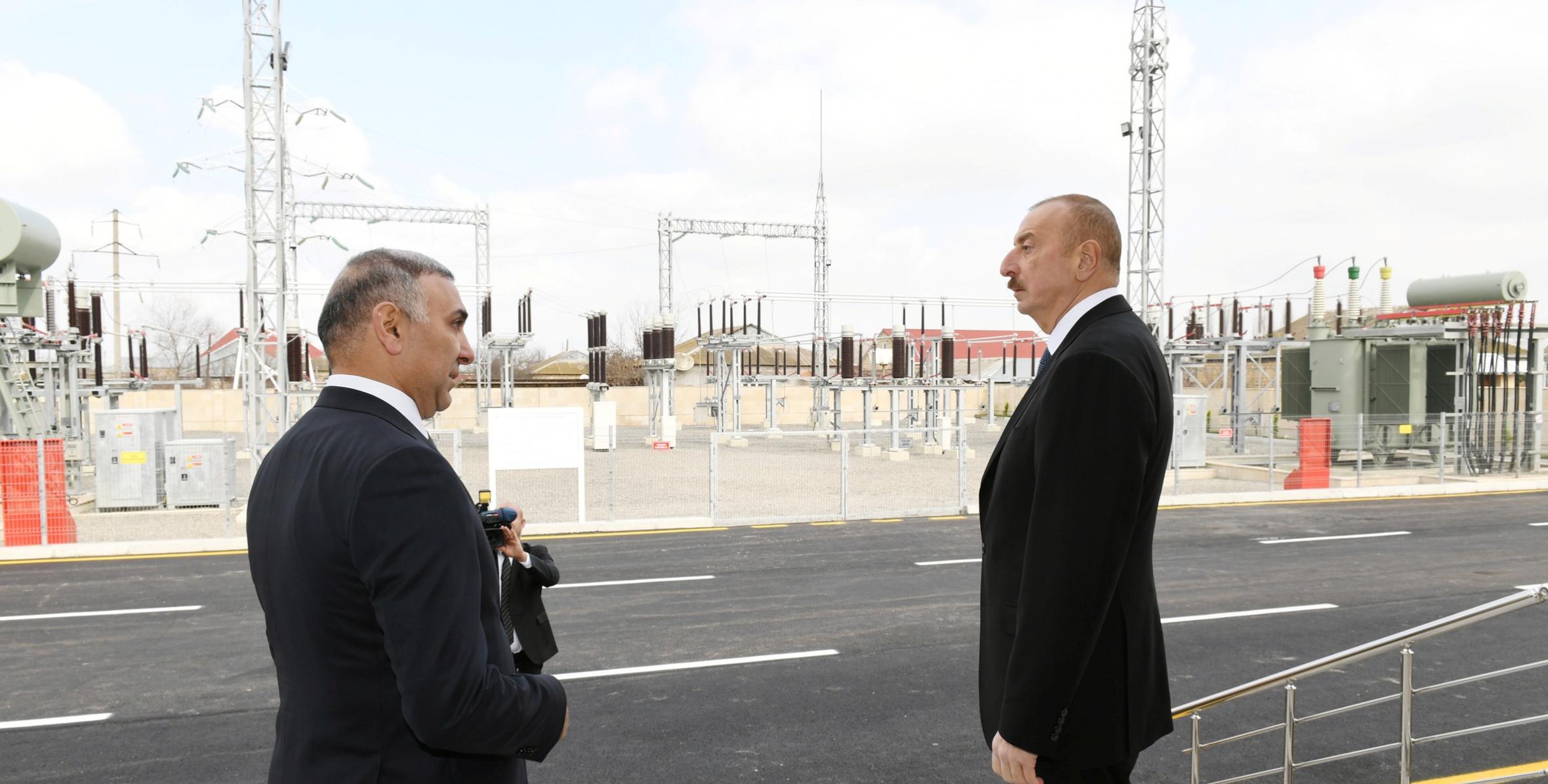 Ильхам Алиев принял участие в открытии реконструированной в Бейляганском районе 110/35/10-киловольтной подстанции «Бейляган -1».