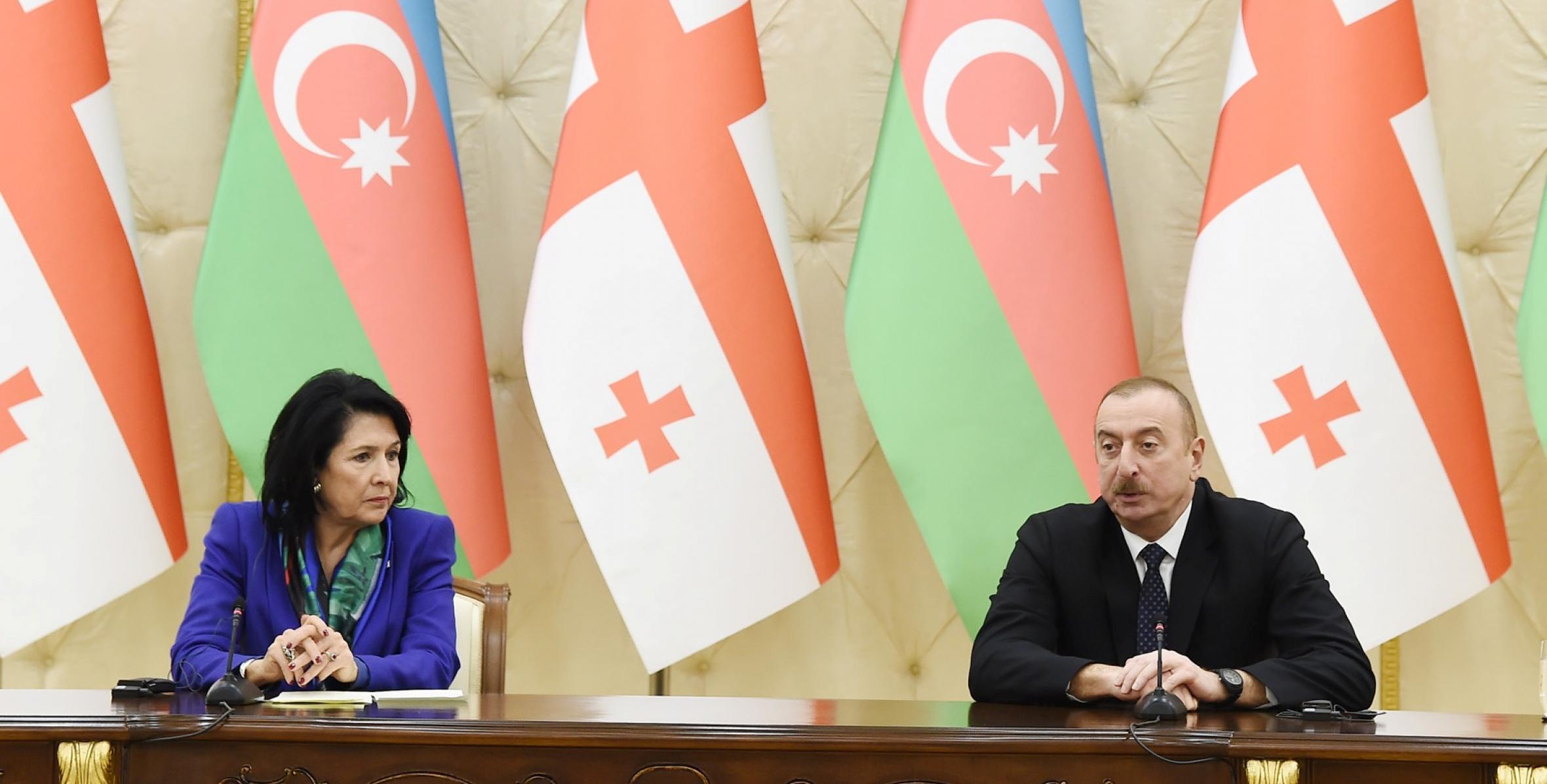 Azerbaijani, Georgian presidents made press statements