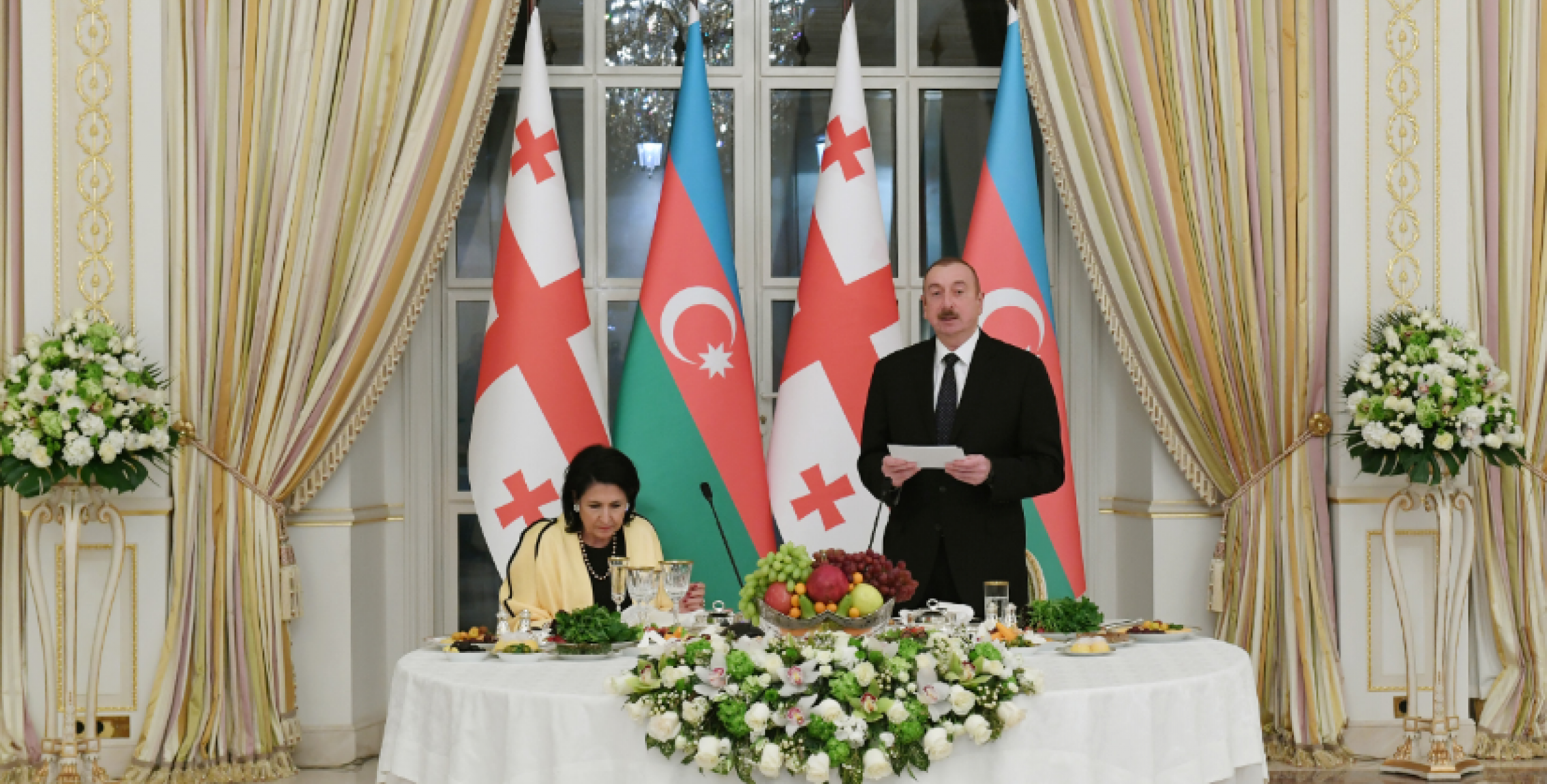 Oт имени Ильхама Алиева был дан официальный прием в честь Президента Грузии Саломе Зурабишвили