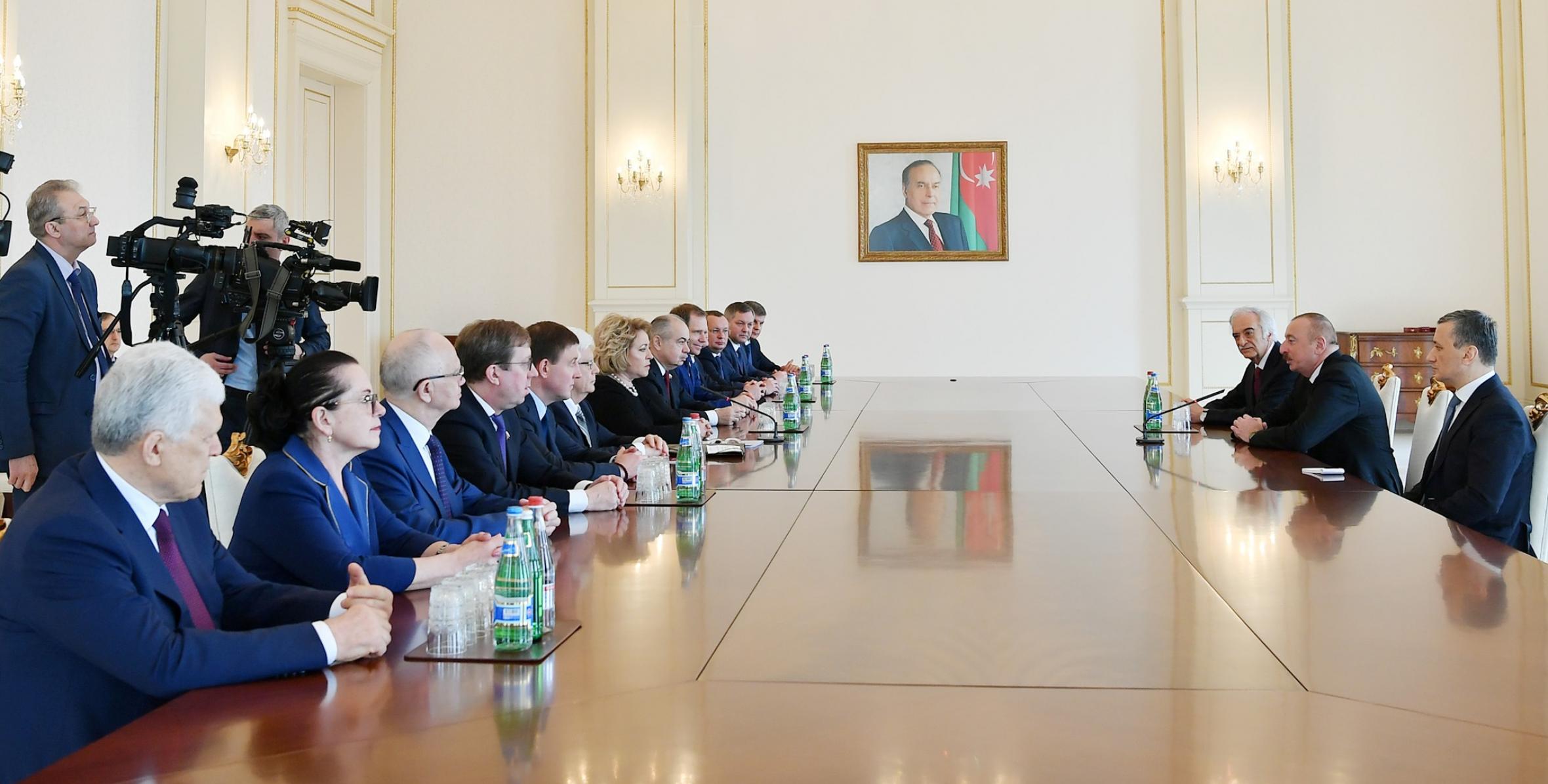 Ильхам Алиев принял делегацию во главе с председателем Совета Федерации Федерального Собрания России