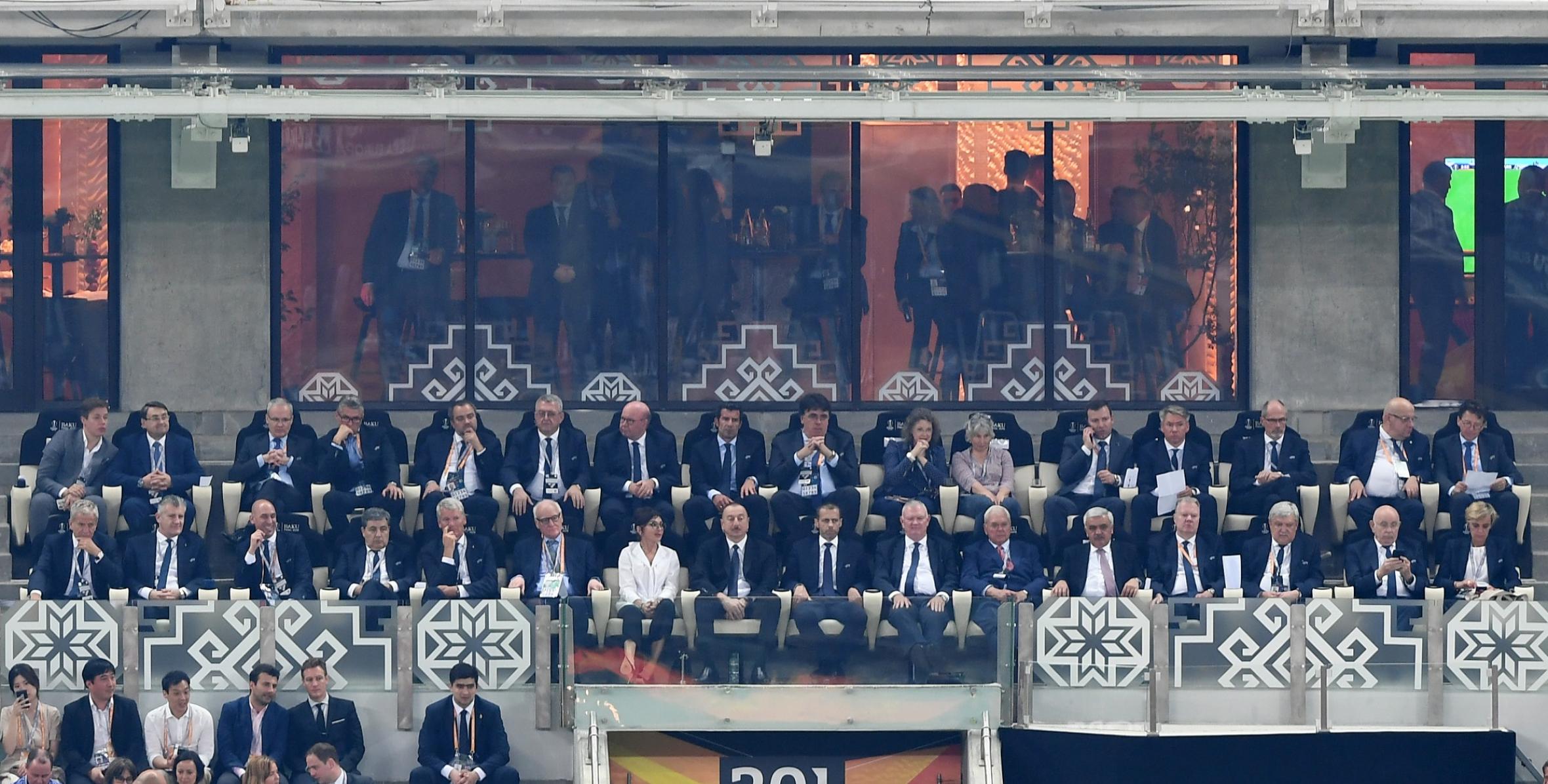 İlham Əliyev Olimpiya Stadionunda UEFA Avropa Liqasının final oyununa baxıb