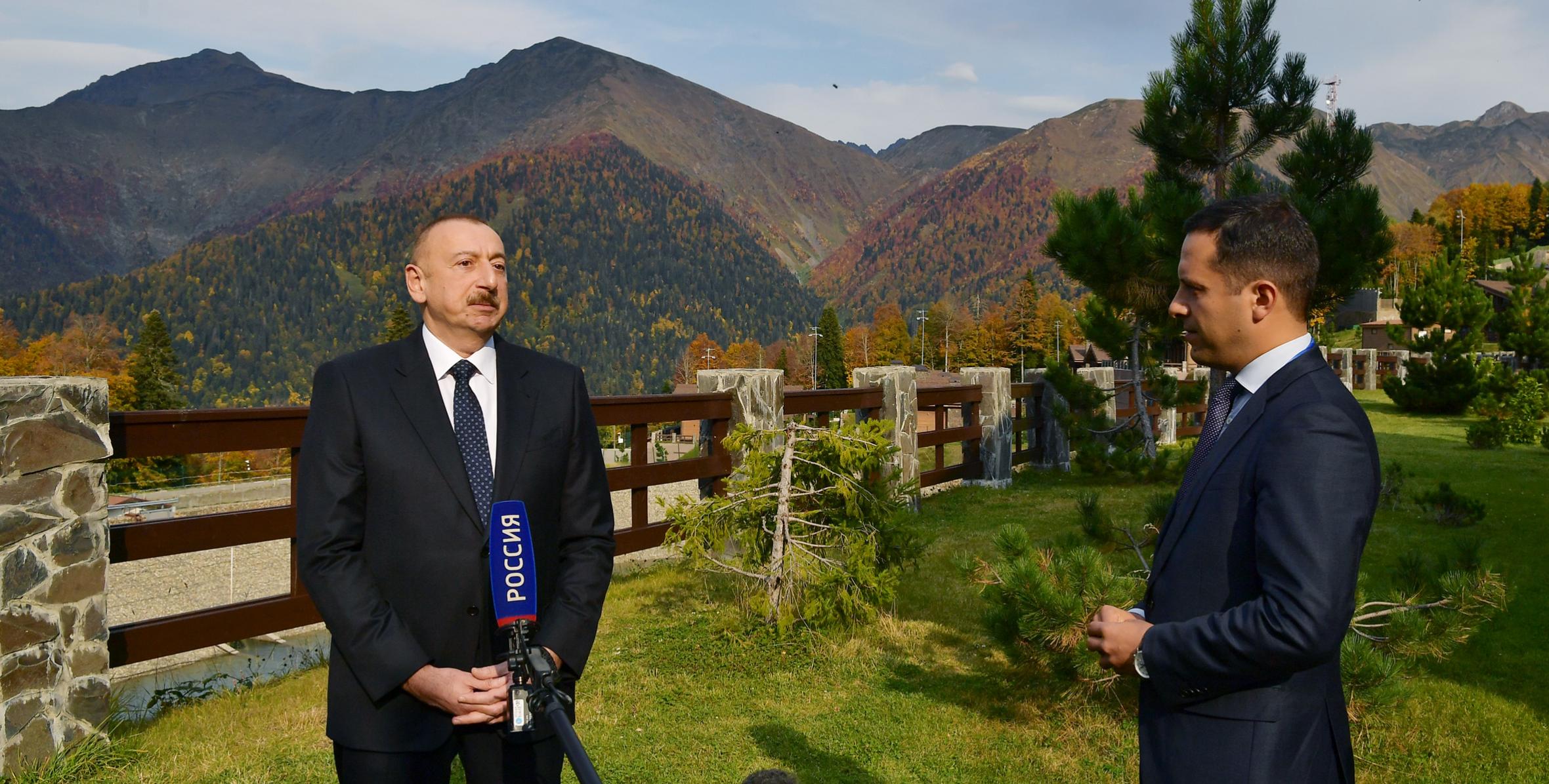 Ilham Aliyev responded to questions from Channel One and Rossiya television channels in Sochi