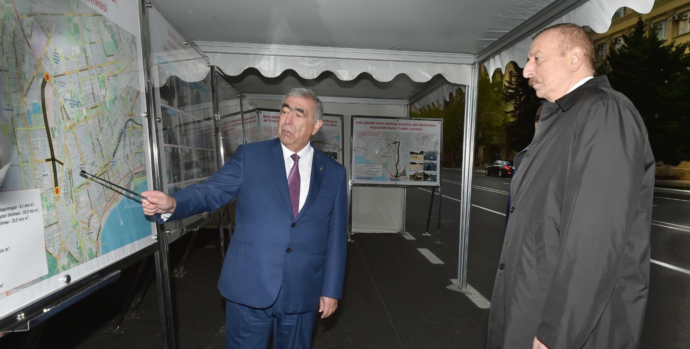 Ilham Aliyev viewed renovation work done in section of Shafayat Mehdiyev street from Tbilisi Avenue to Landau street