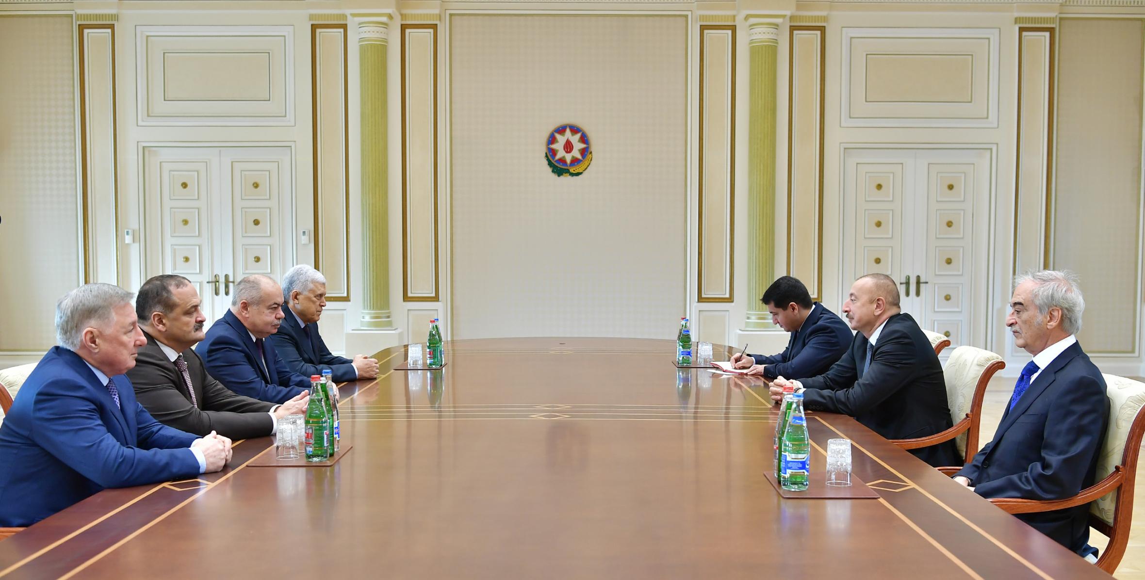 Ilham Aliyev received deputy chairman and committee chair of Russian Federation, chairman and adviser to chairman of People's Assembly of Dagestan