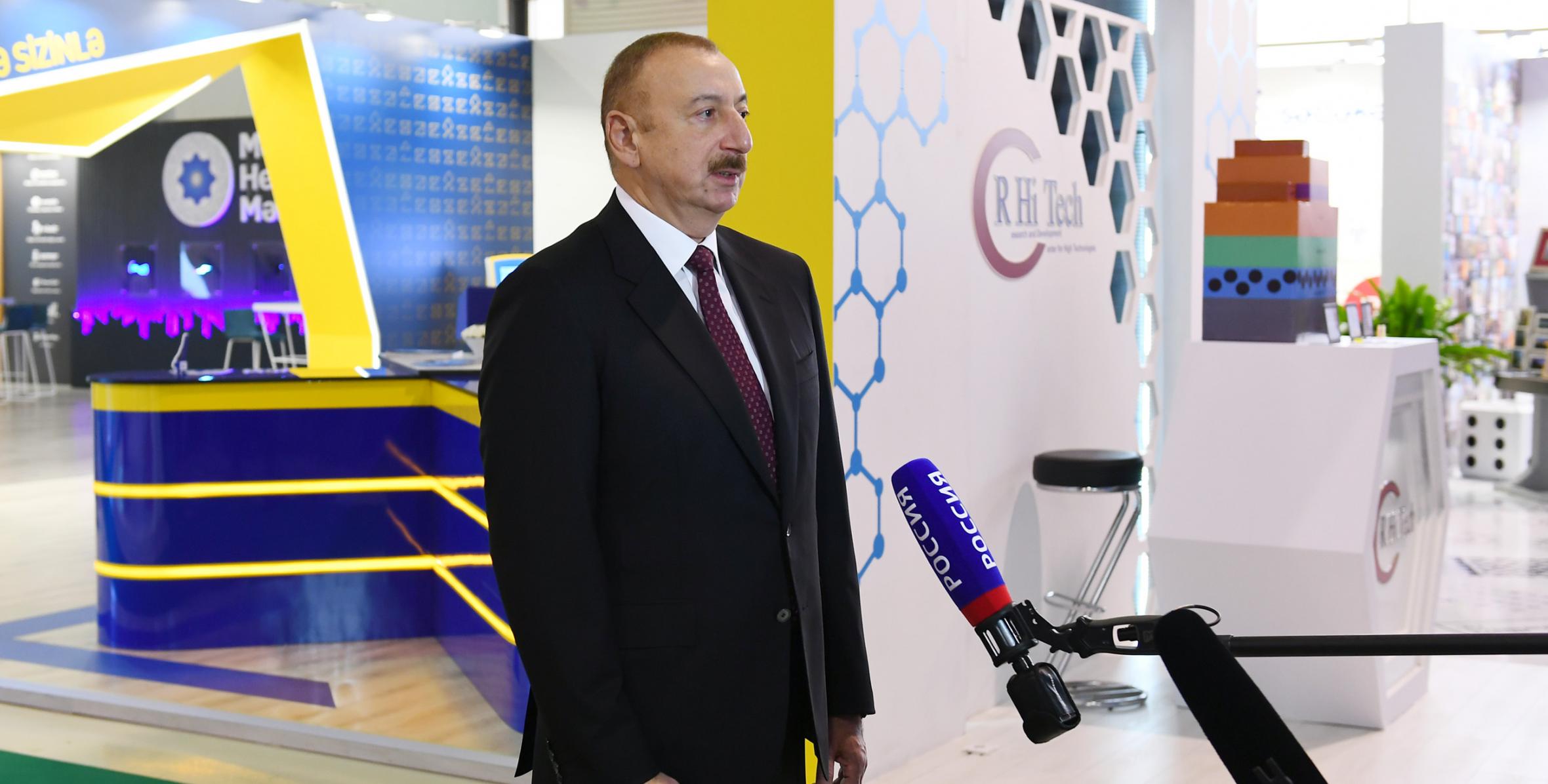 İlham Əliyev “Bakutel-2019” sərgisində Rusiyanın “Rossiya 24” televiziya kanalına müsahibə verib