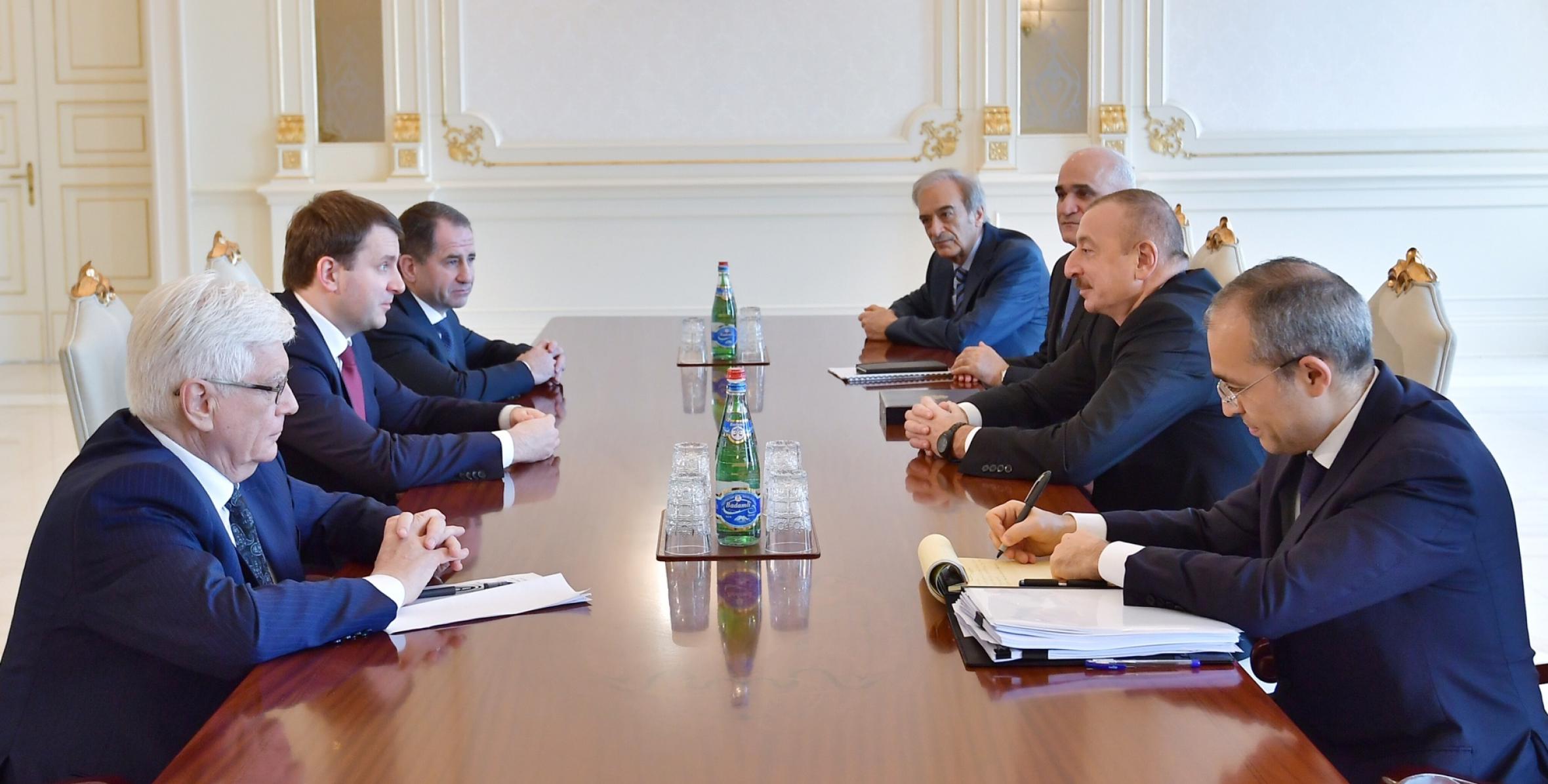 Ильхам Алиев принял делегацию, возглавляемую министром экономического развития России