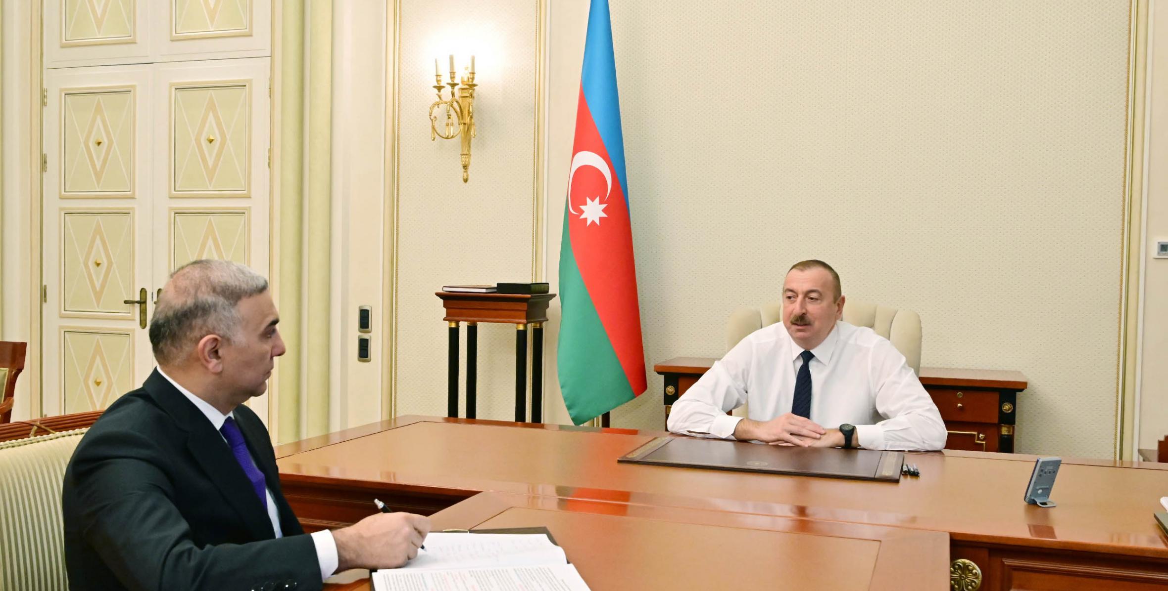 Ilham Aliyev received Vugar Ahmadov on his appointment as chairman of Azerishig Open Joint Stock Company