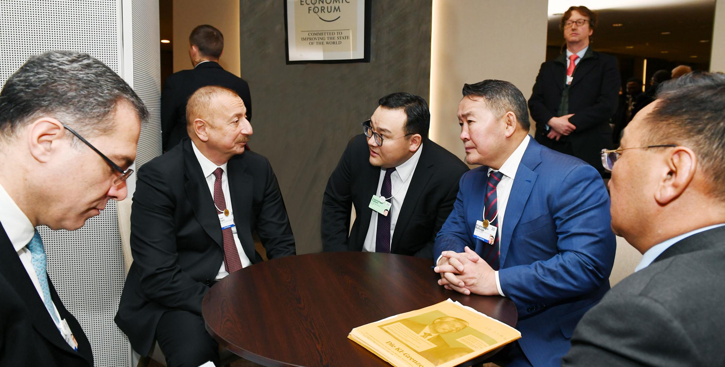 Ilham Aliyev met with Mongolian President Khaltmaagiin Battulga in Davos