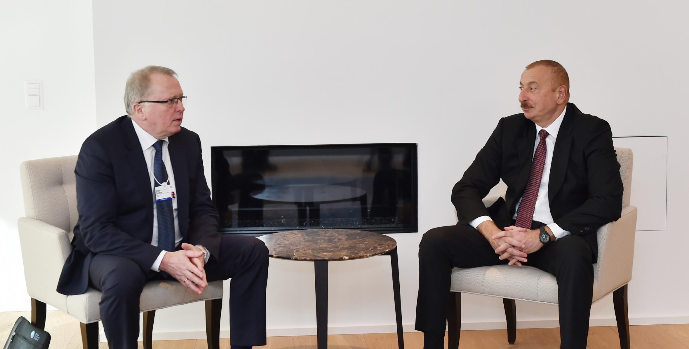 İlham Əliyev Davosda “Equinor” şirkətinin baş icraçı direktoru ilə görüşüb