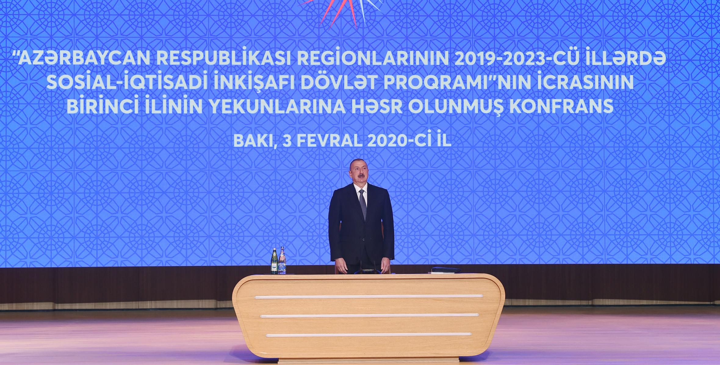 Ilham Aliyev attends conference dedicated to results of first year implementation of the State Program on socio-economic development of regions in 2019-2023
