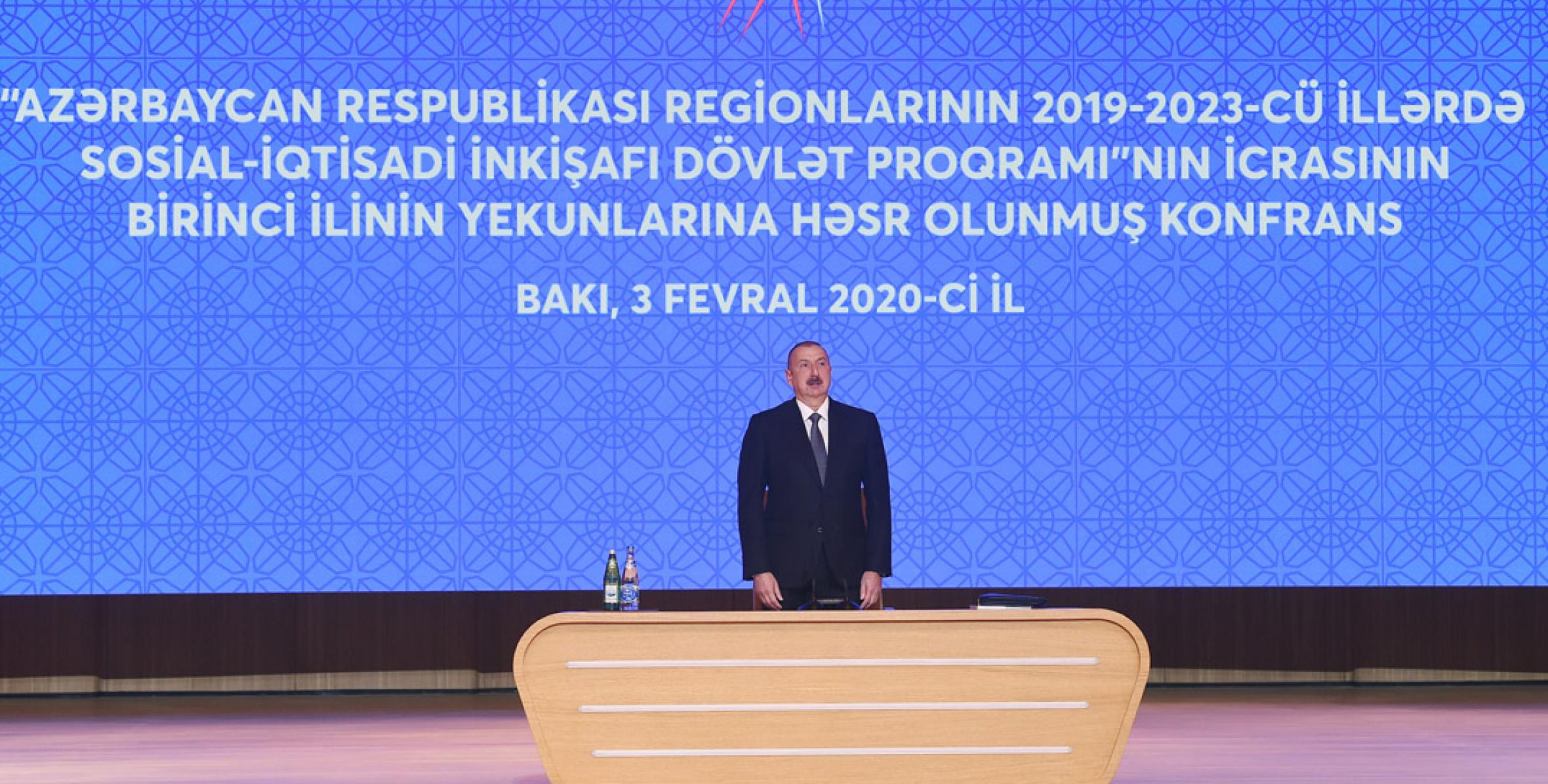 Opening speech by Ilham Aliyev at the  conference dedicated to results of first year implementation of the State Program on socio-economic development of regions in 2019-2023 03 february 2020, 11:35