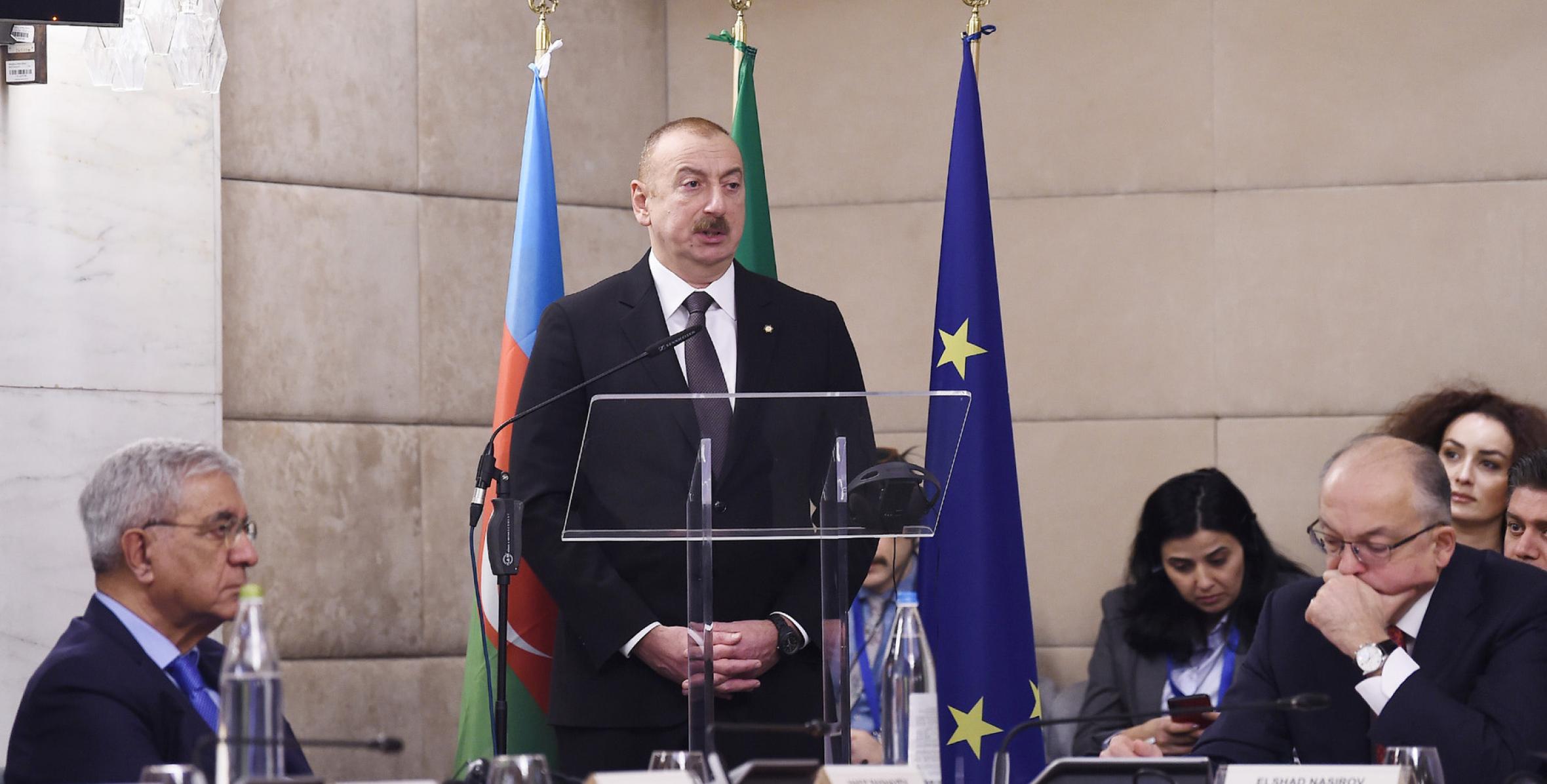 Речь Ильхама Алиева на азербайджано-итальянском бизнес-форуме