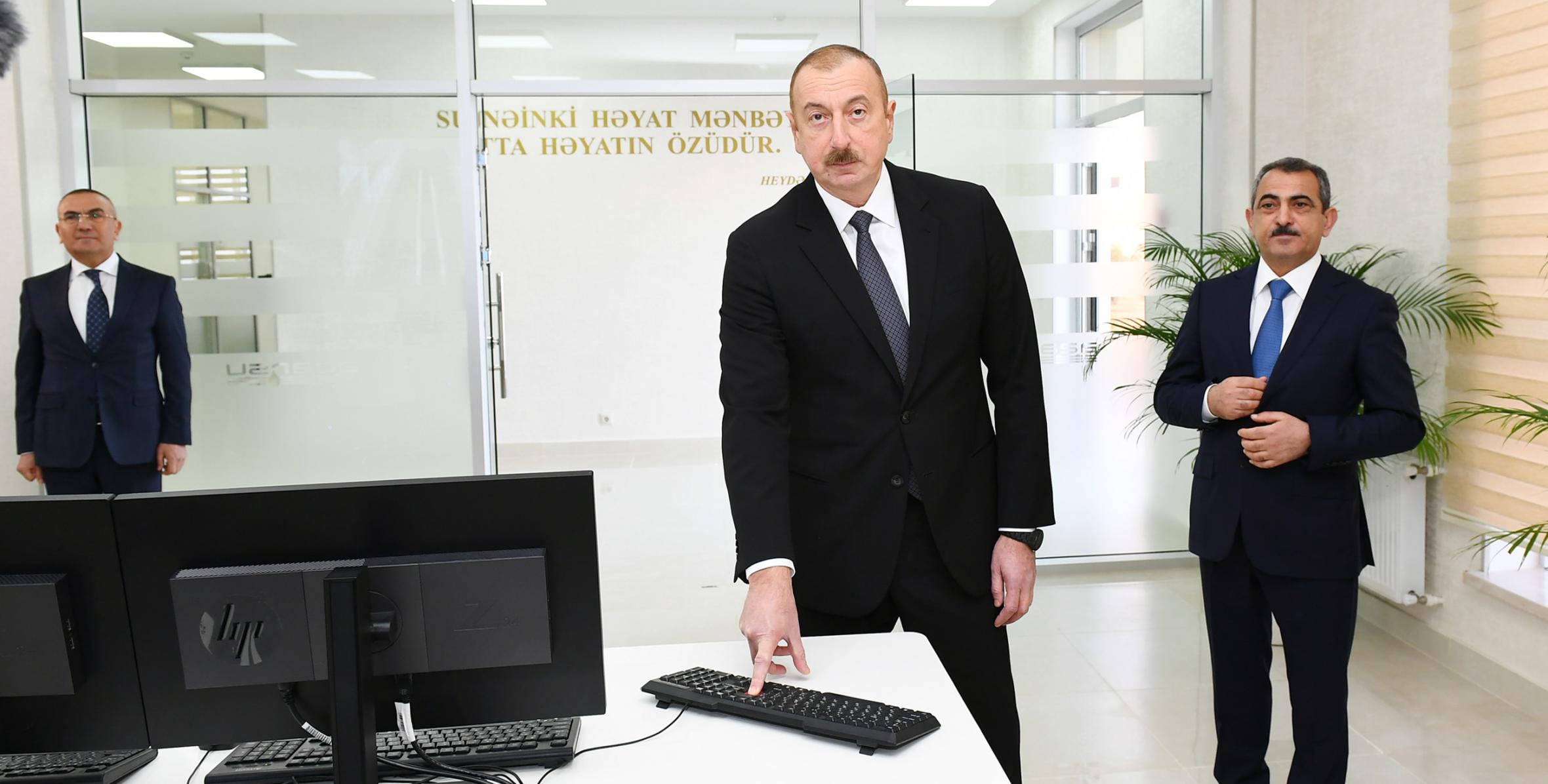 Ilham Aliyev has attended the opening ceremony of the Shamkirchay water treatment facility