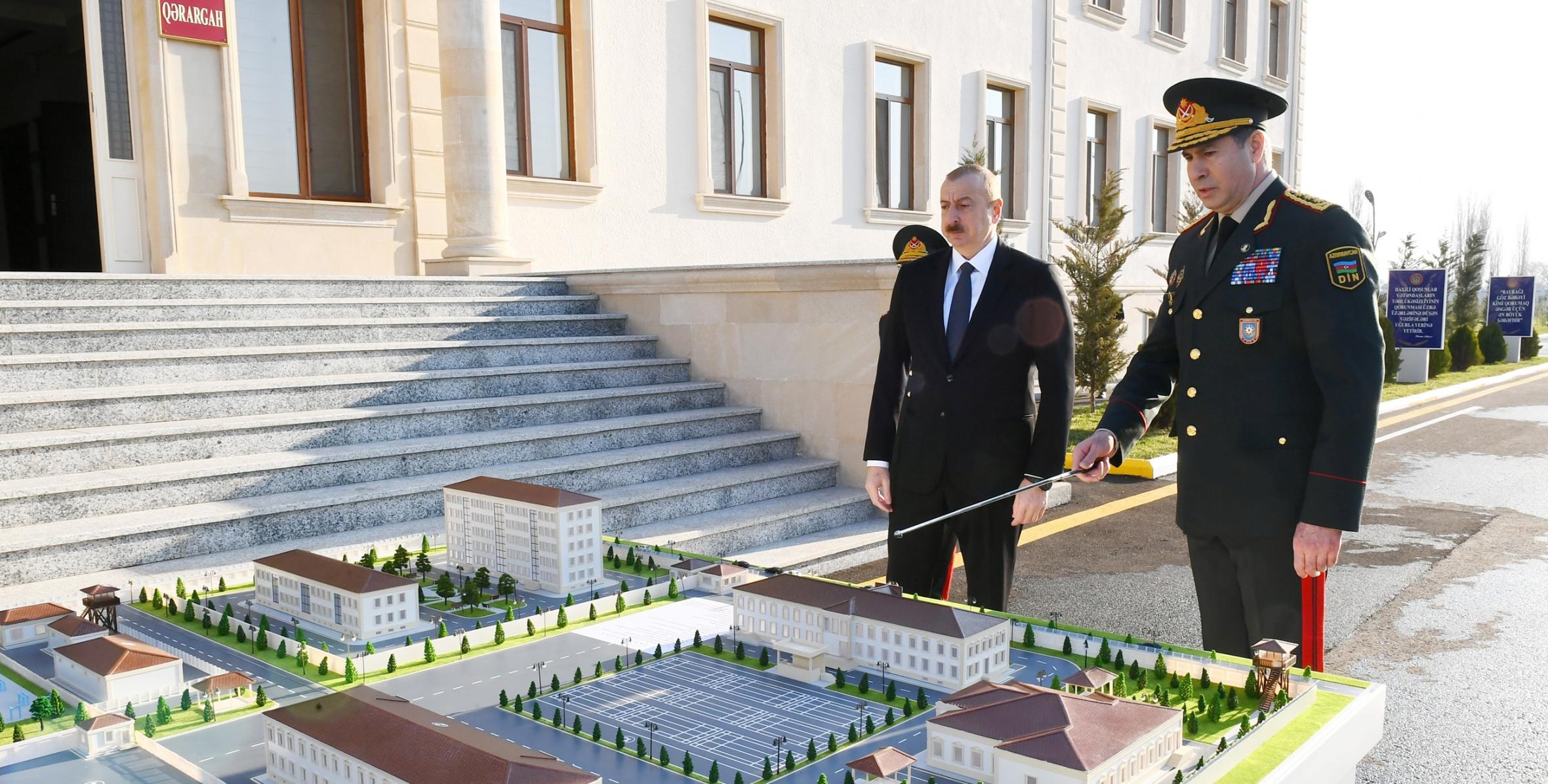 Ильхам Алиев принял участие в открытии Н-ской воинской части Внутренних войск
