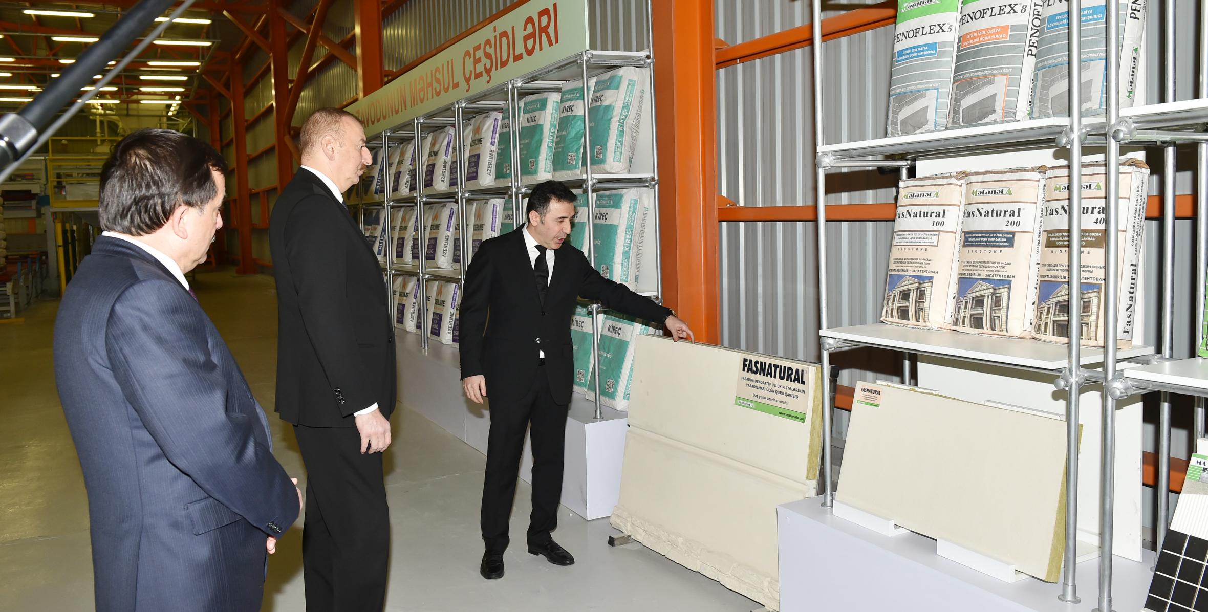 Ильхам Алиев принял участие в открытии известкового завода в Газахе